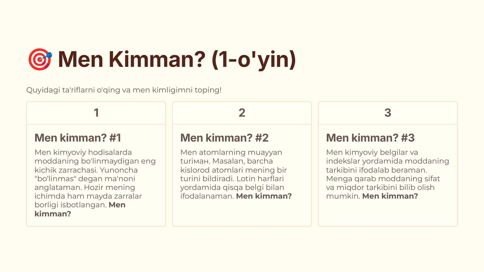 8-Sinf Kimyo: Qiziqarli Viktorina 2