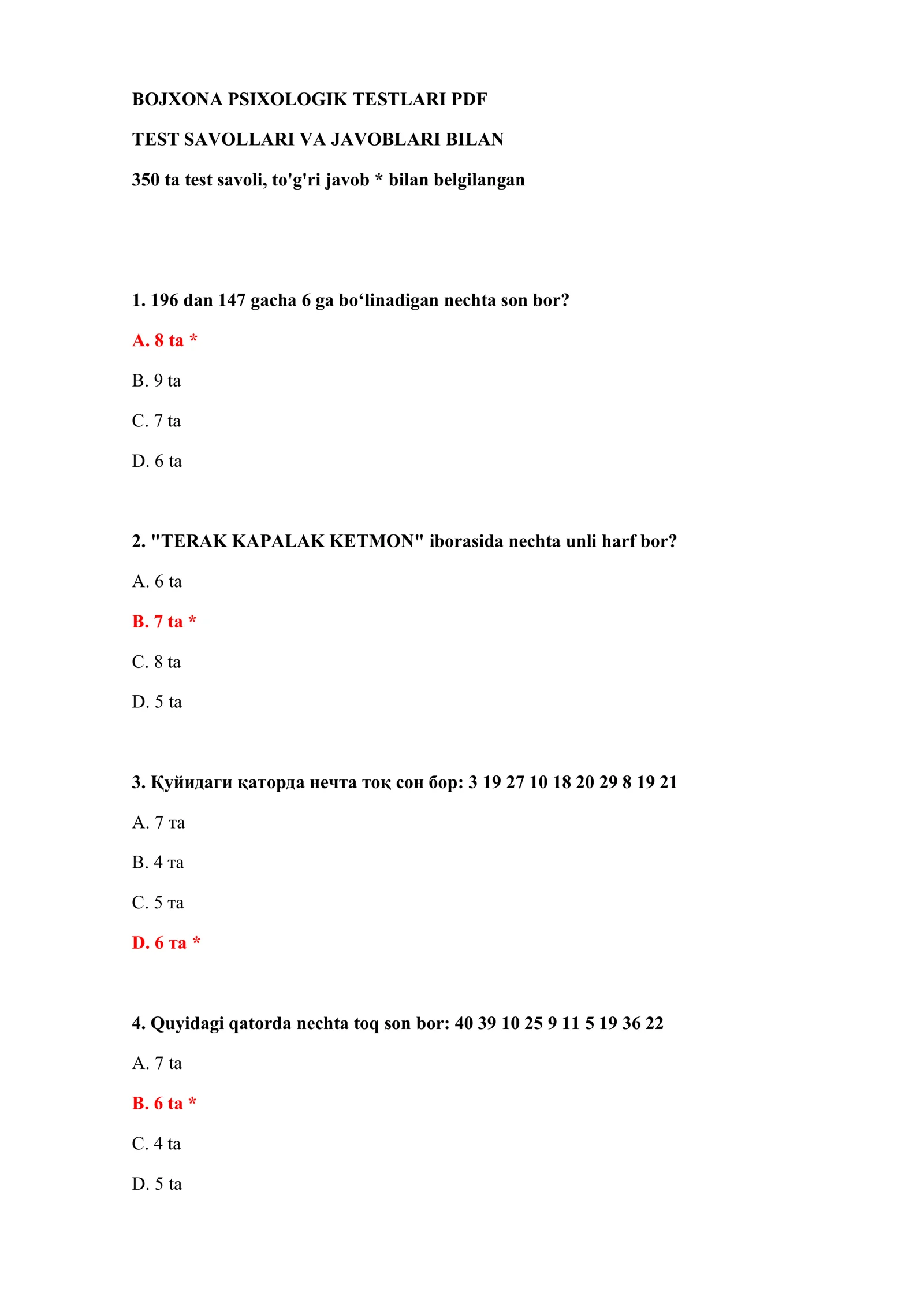 BOJXONA PSIXOLOGIK TESTLARI PDF 2