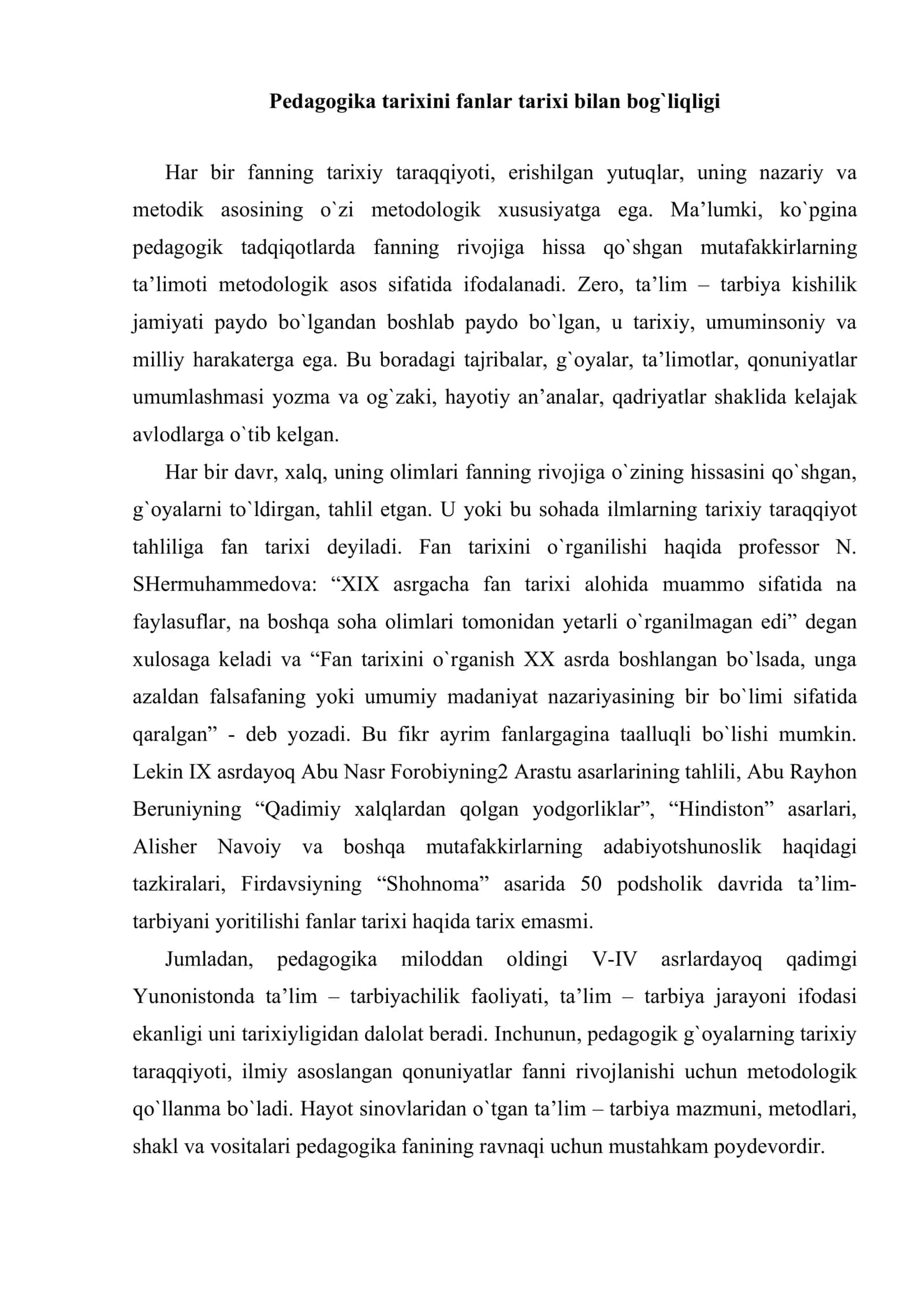 Pedagogika tarixining metodologik asosi 2