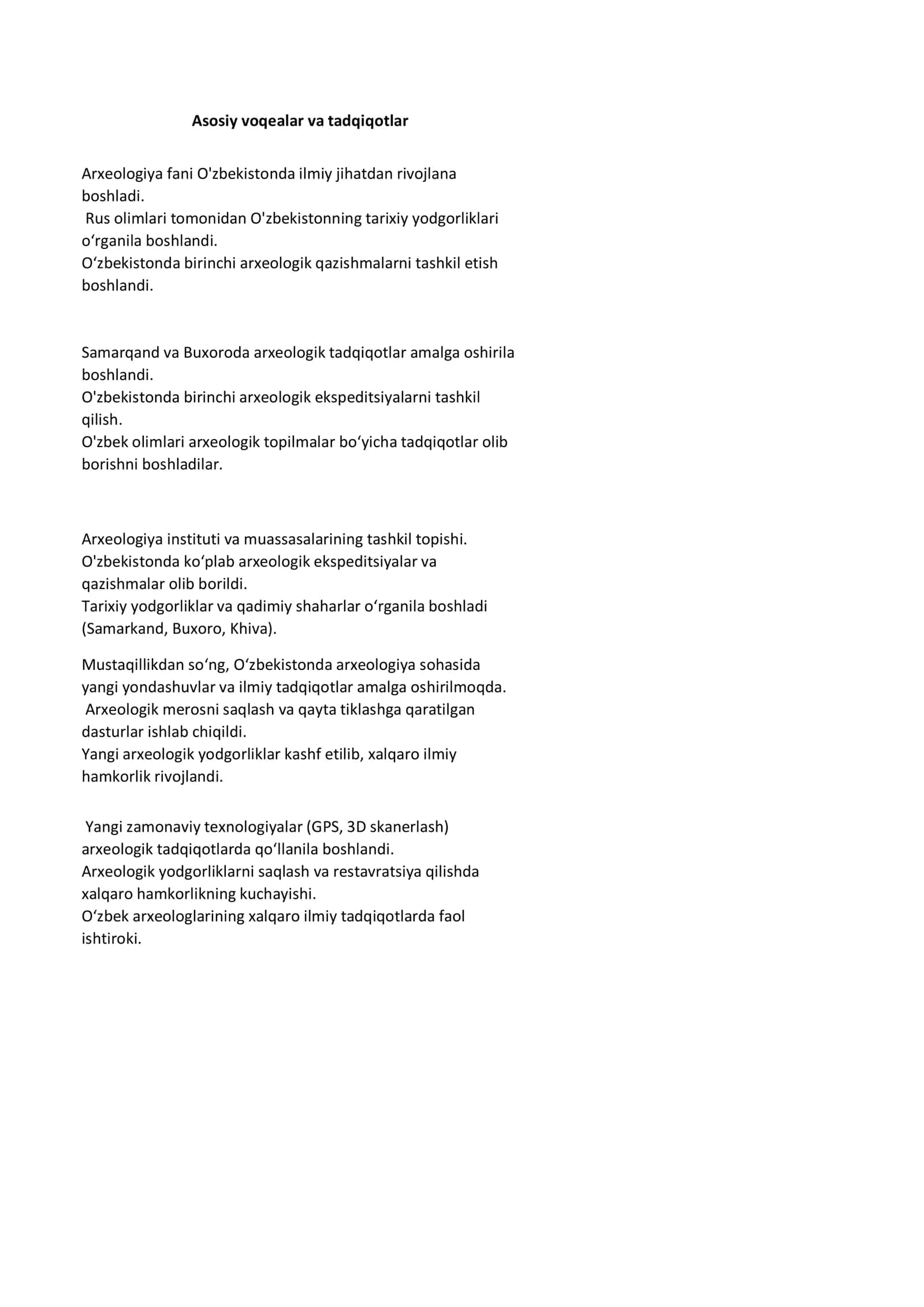 Arxeologiya fanining bosqichi 2
