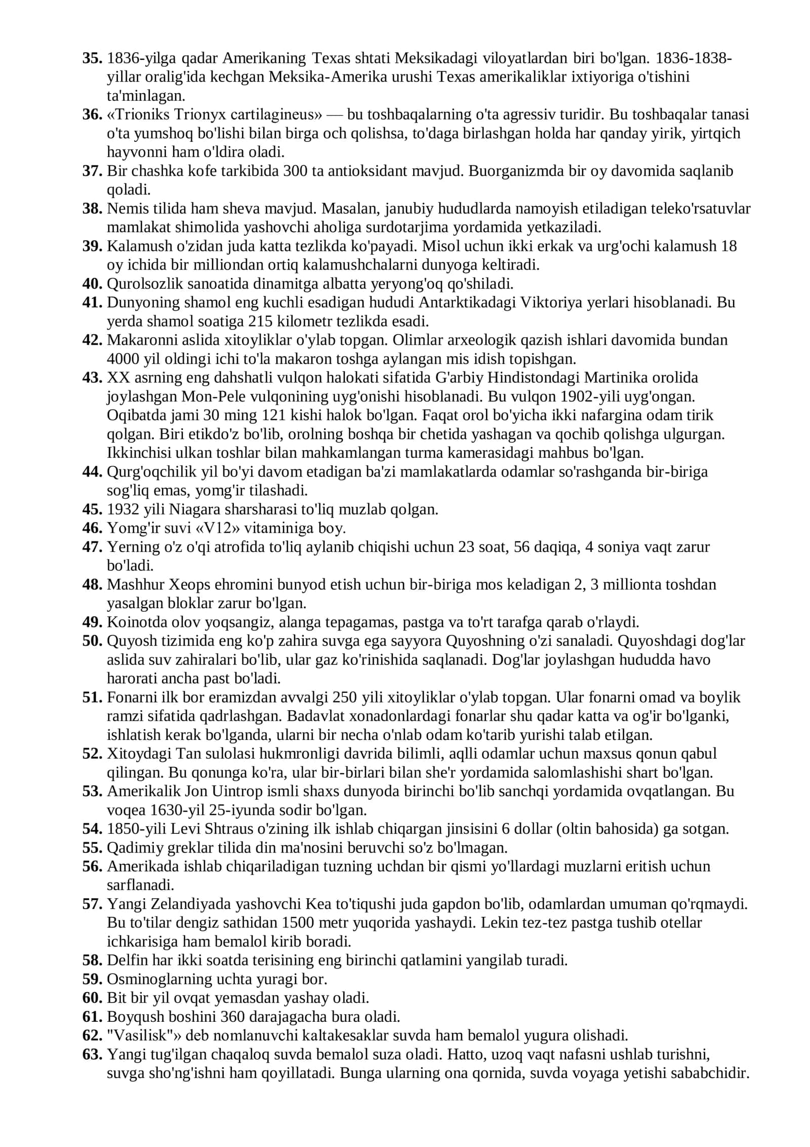 Qiziq faktlar to'plami 2