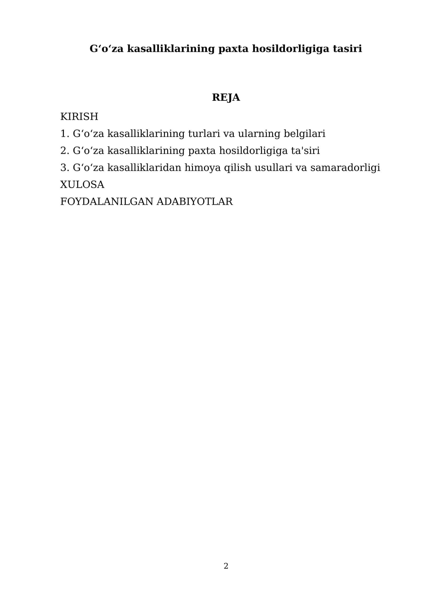 Gʻoʻza kasalliklarining paxta hosildorligiga tasiri 2
