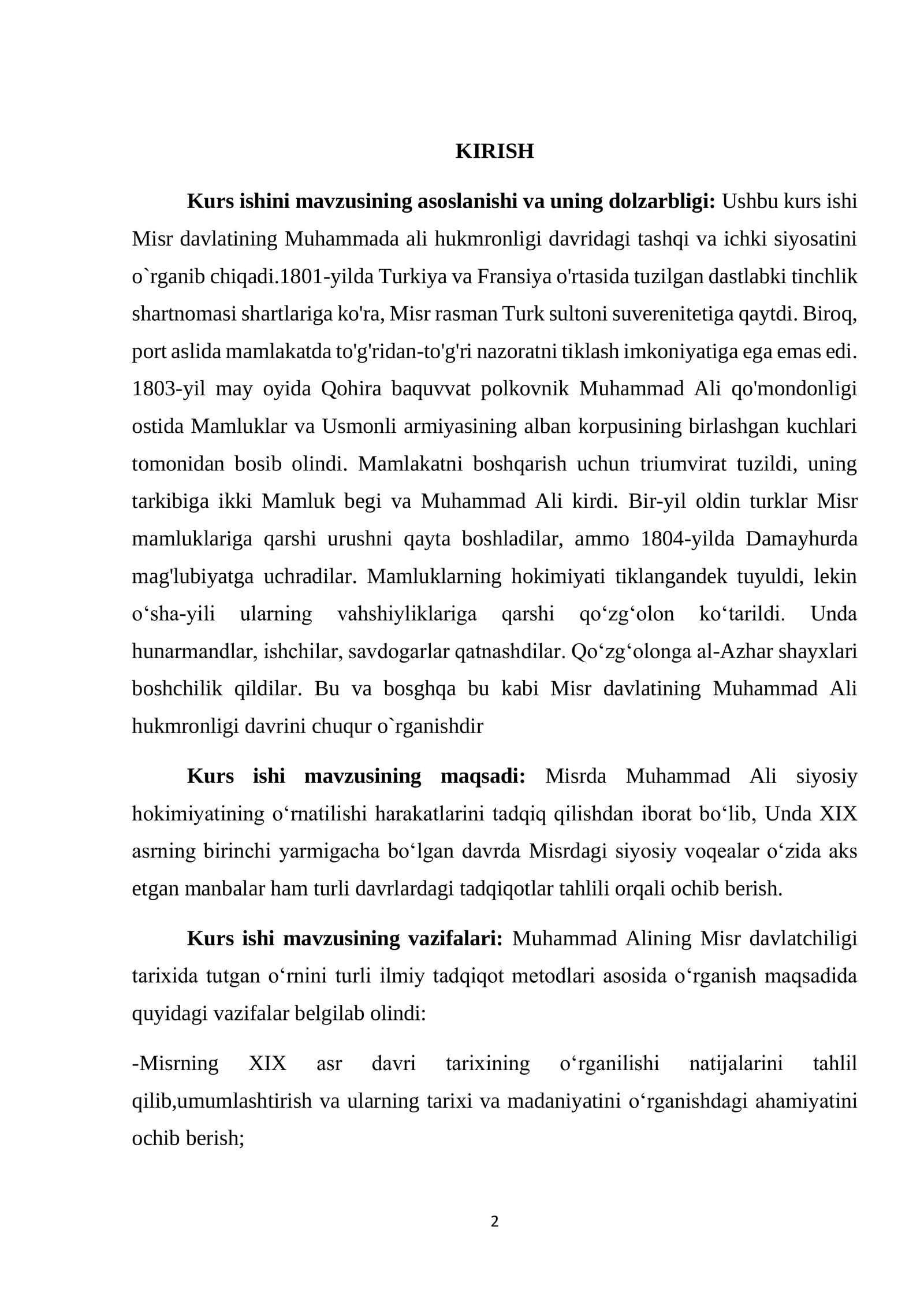 MISR MUHAMMAD ALI HUKUMRONLIGI DAVRIDA 2