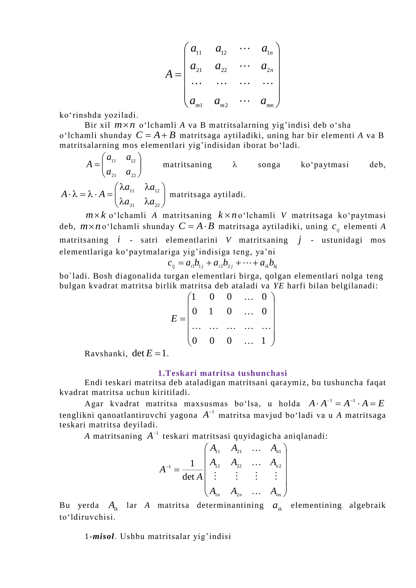 MATRITSALAR VA DETERMINANTLAR 2