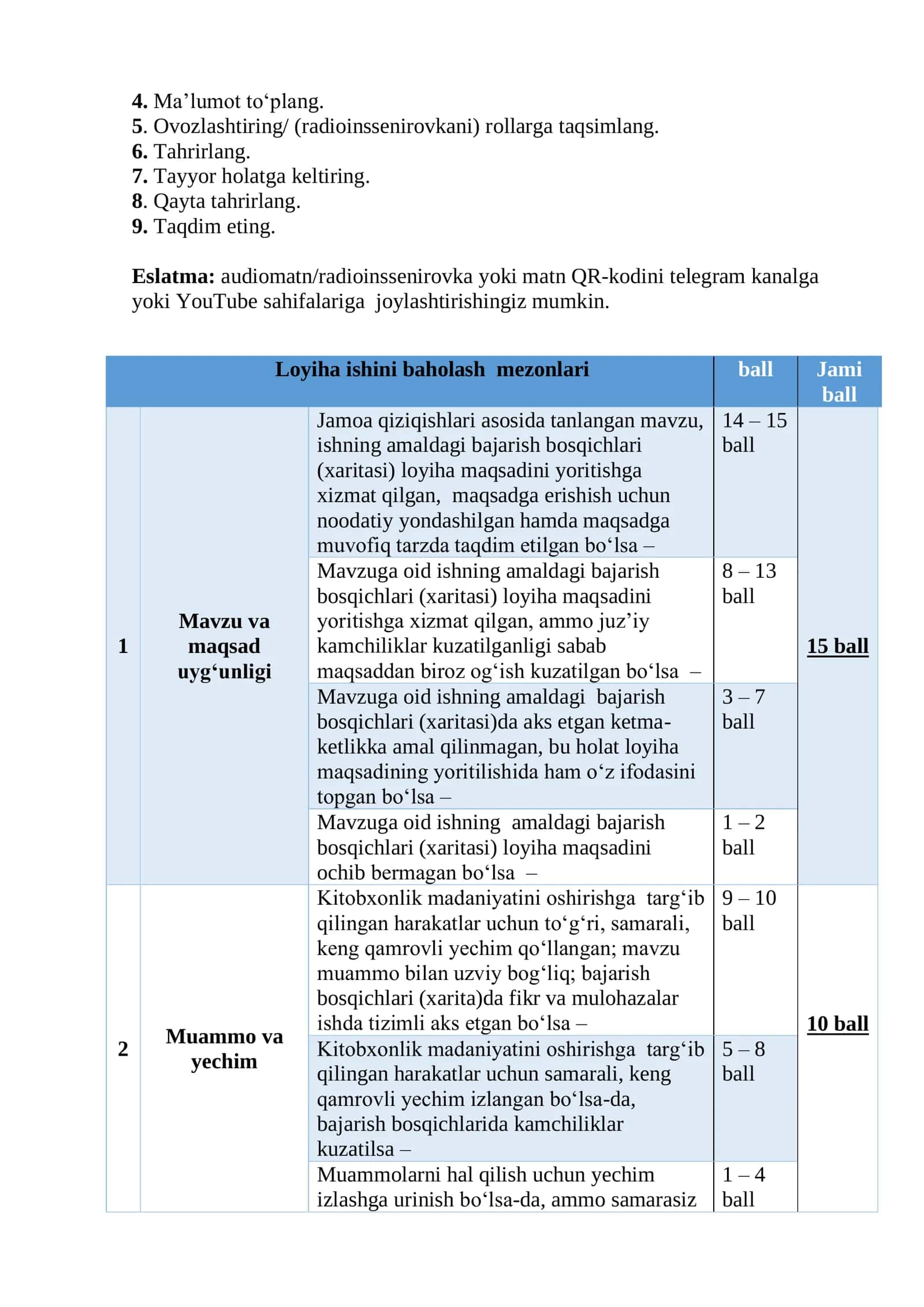 Audiomatn/radioinssenirovka uchun mavzular: “Kuntug‘mish” dostoni 2