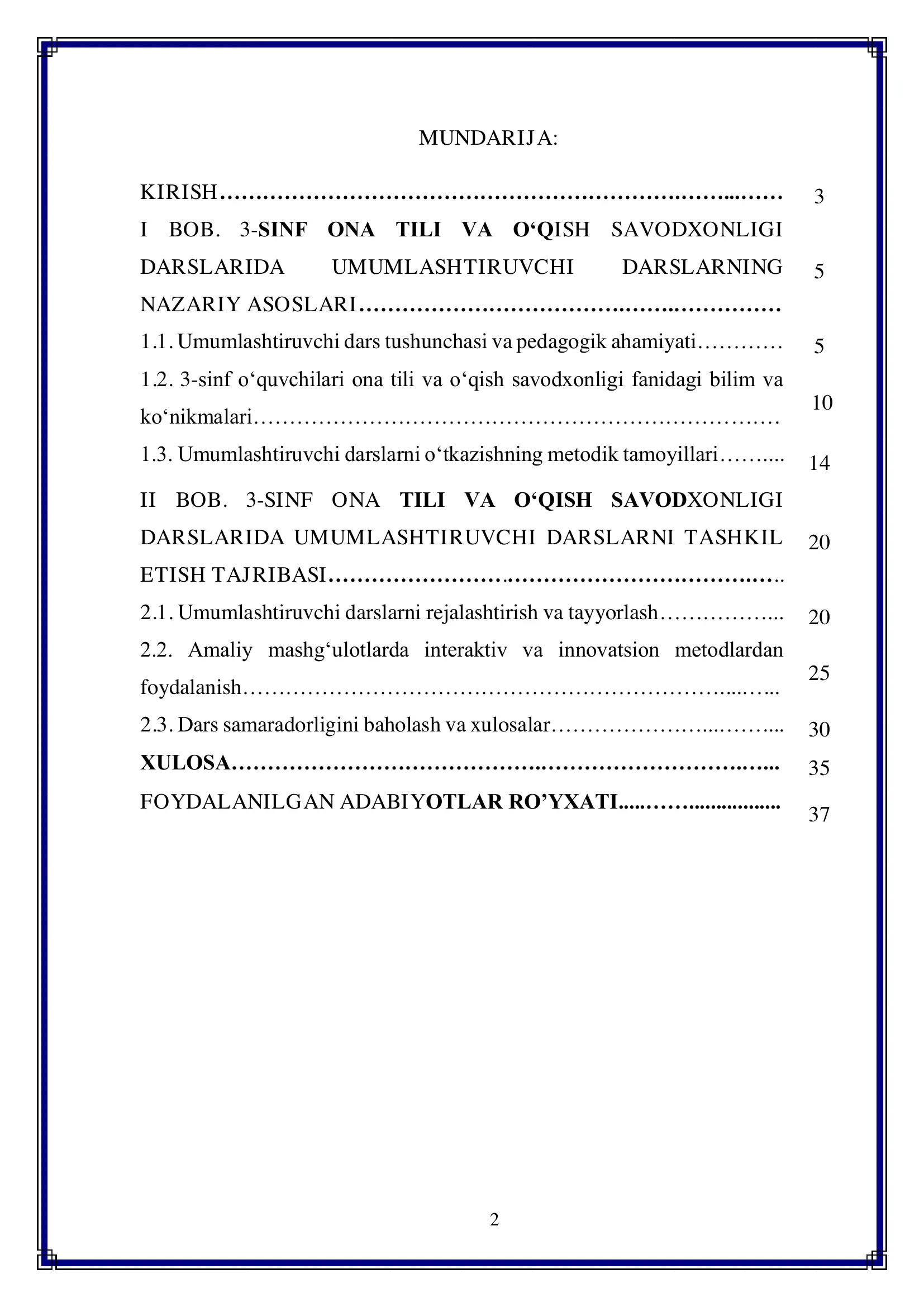 3-sinf ona tili va o‘qish savodxonligi darslarida umumlashtiruvchi darslarni tashkil etish 2