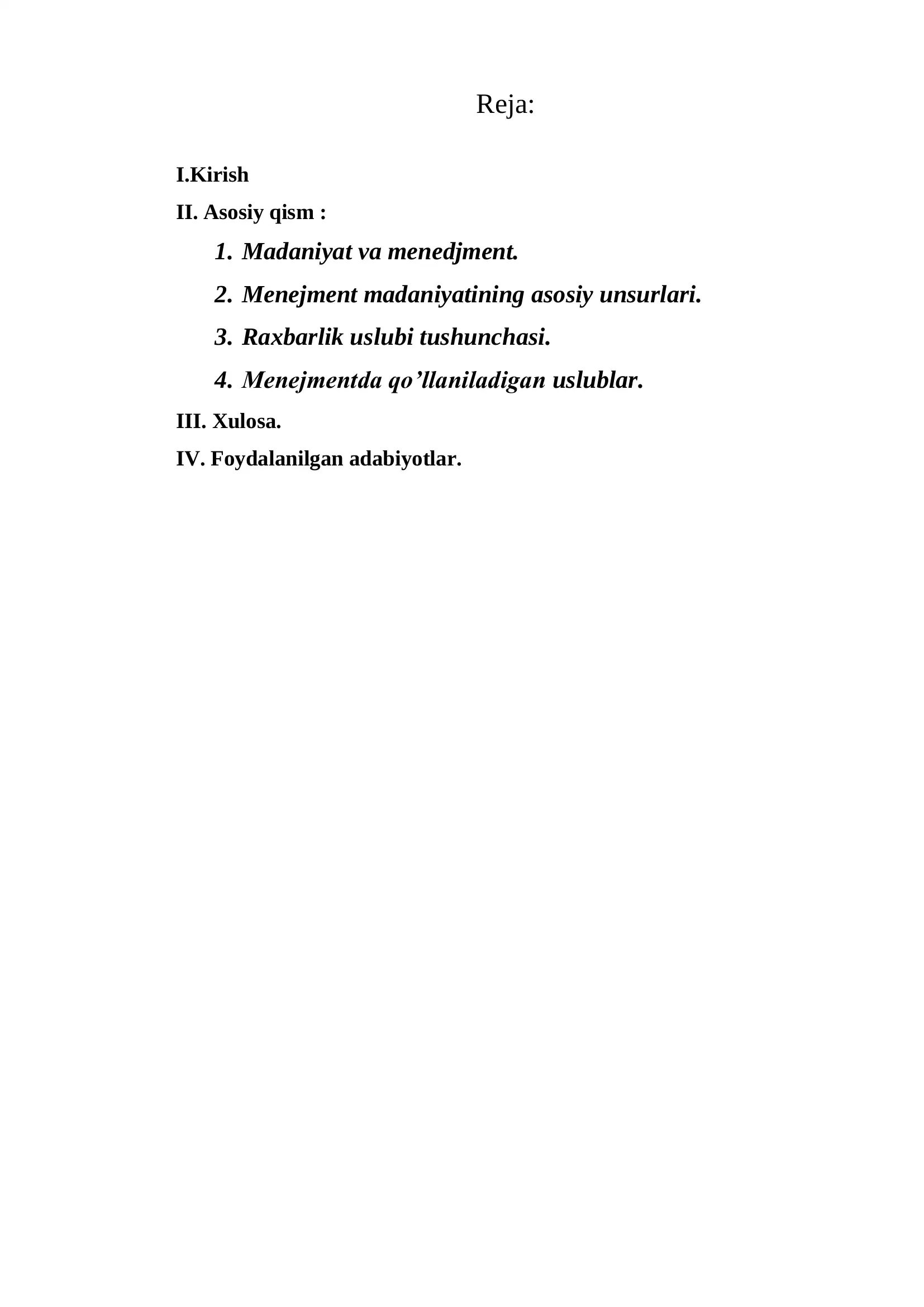 Menejment madaniyati va uslublari 2