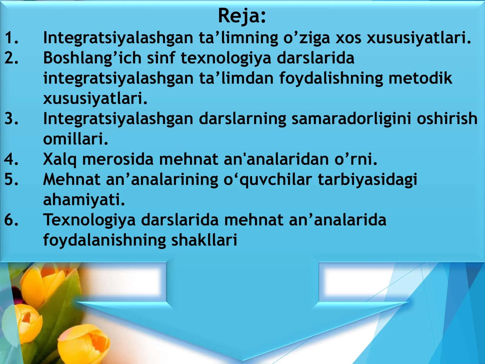 Boshlang‘ich texnologiya darslarining integratsiyalashuvi. Texnologiya darslarida mehnat an’analarining o‘rni 2