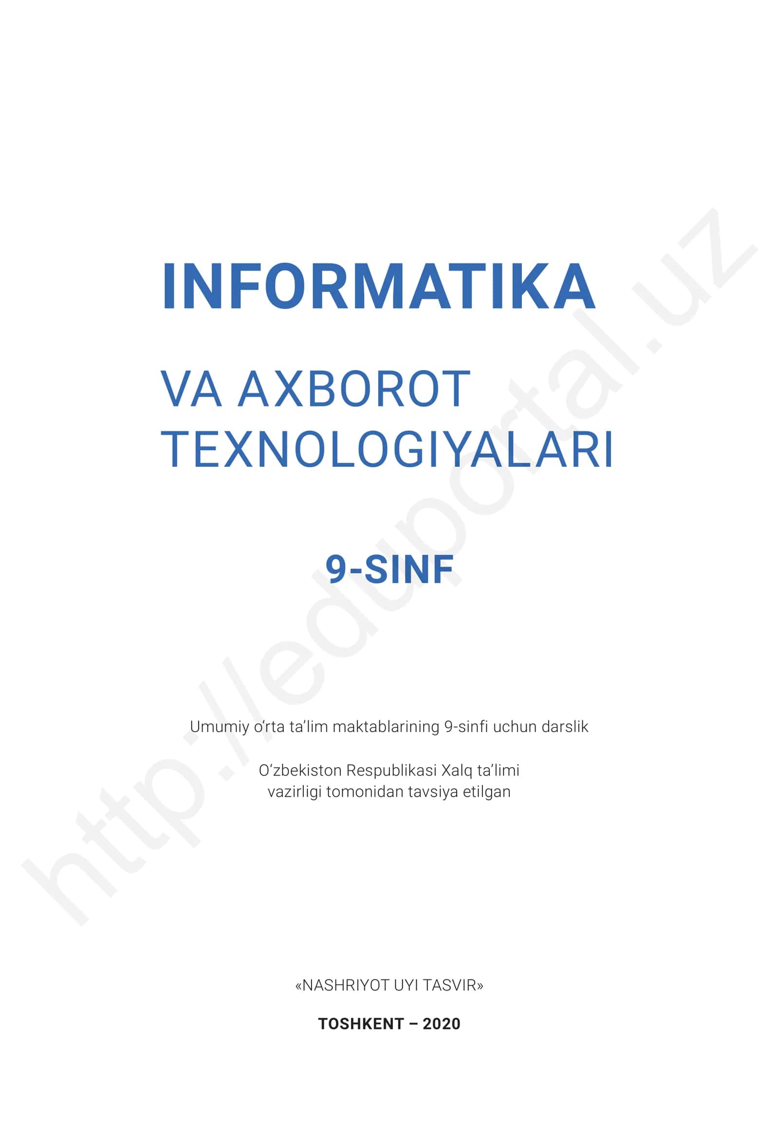 Informatika va axborot texnologiyalari: umumiy o‘rta ta’lim maktablarining 9-sinfi uchun darslik 2