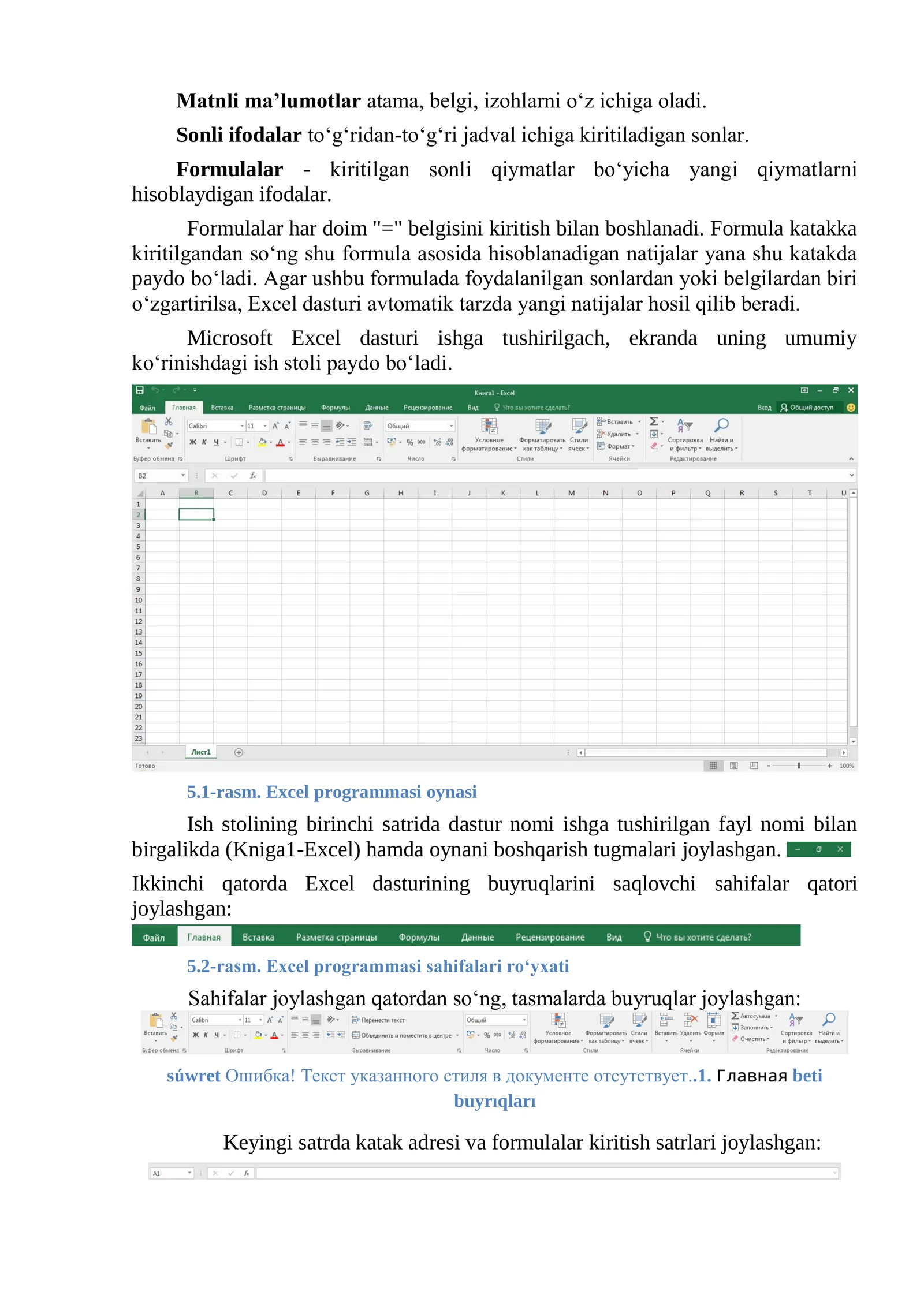 MS Excel elektron jadvali 2
