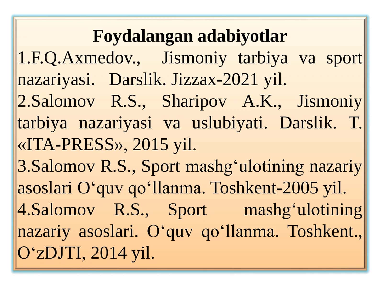 Sport mashg‘ulotlarini davrlashtirish(2 soat) 2