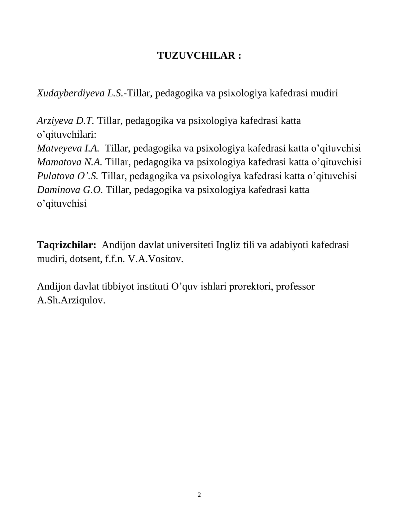Tibbiyotda Ingliz Tili 2