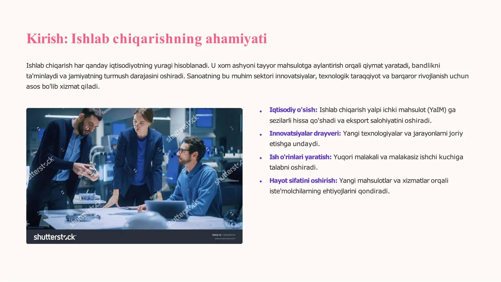 Ishlab chiqarish jarayoni va uning natijalari 2