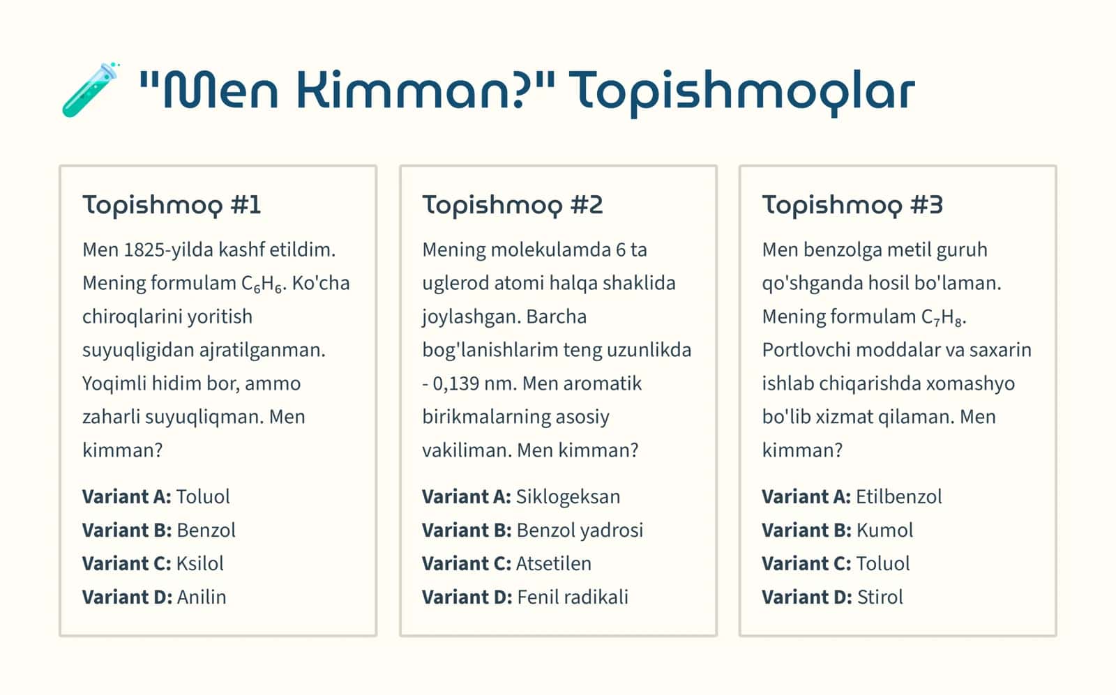 Aromatik Uglevodorodlar Viktorinasi 2