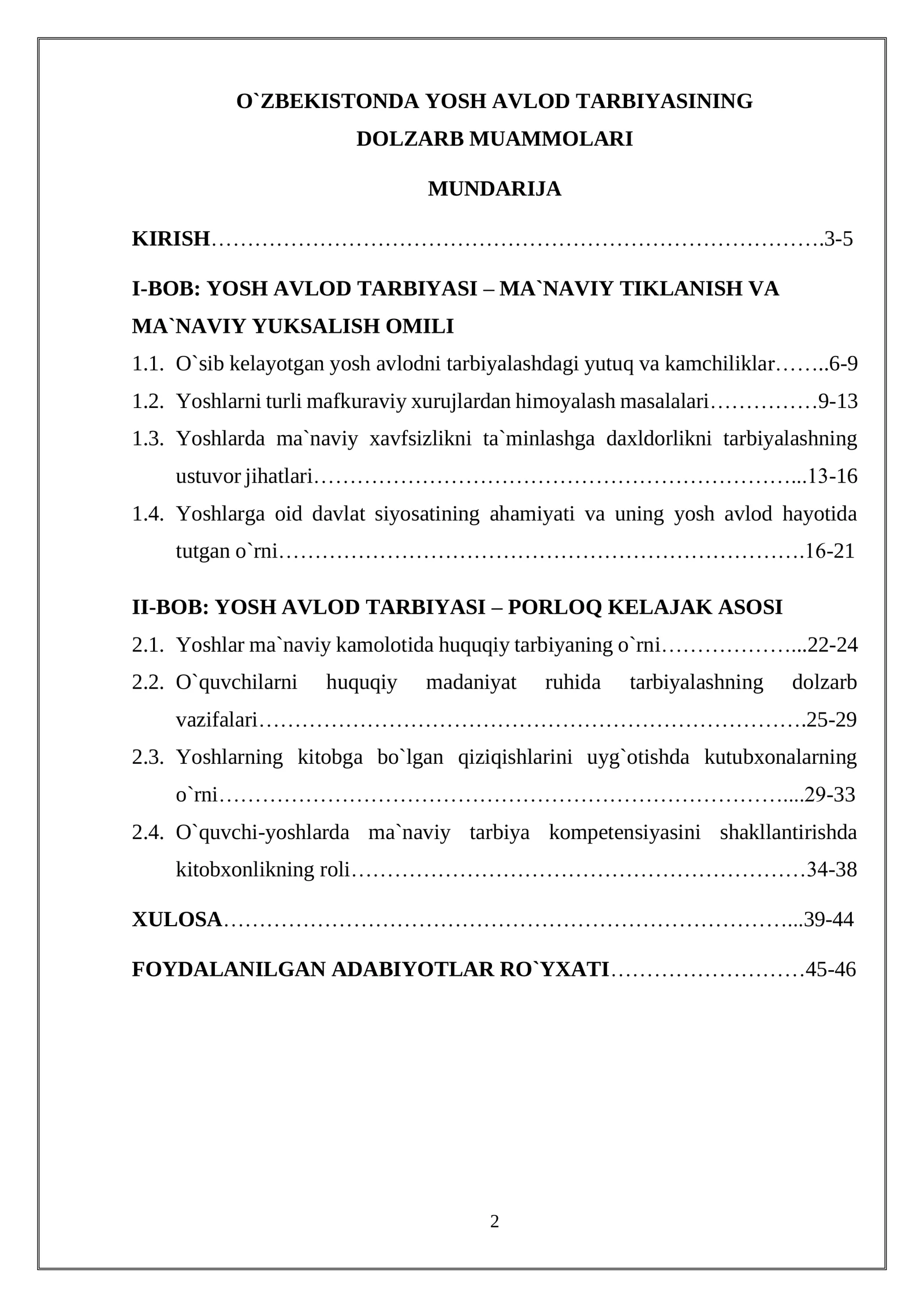O`zbekistonda yosh avlod tarbiyasining dolzarb muammolari 2