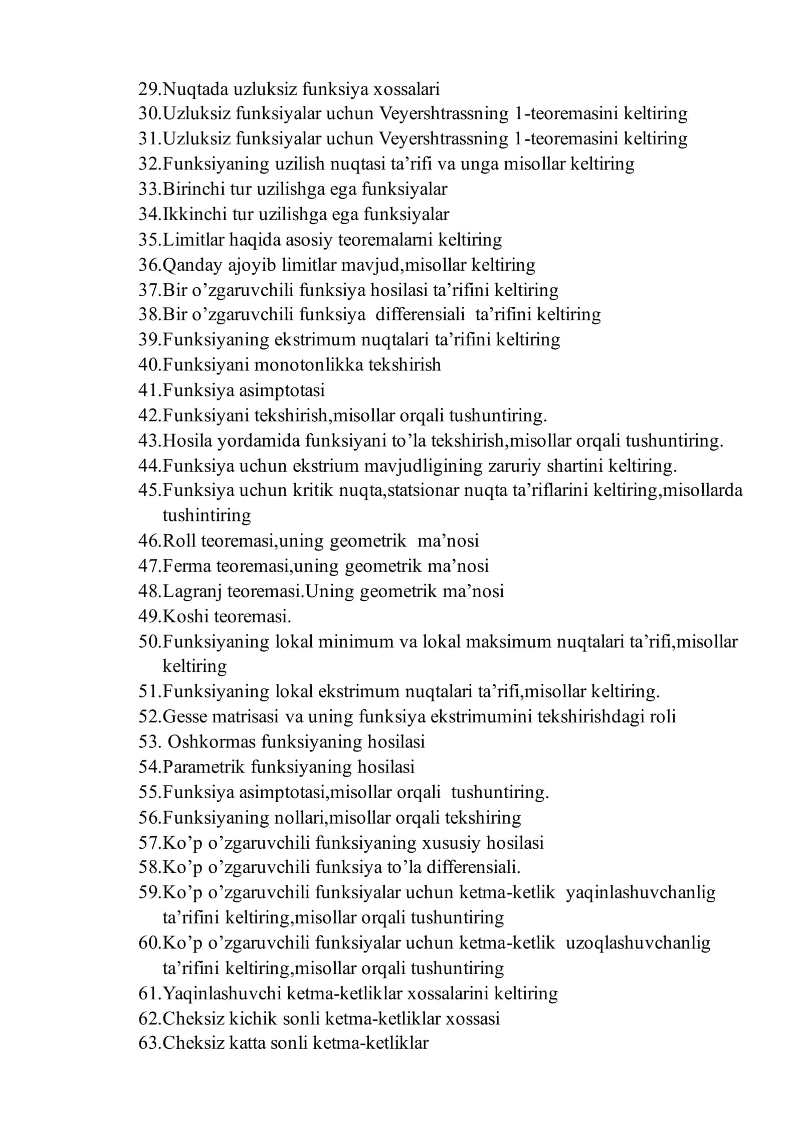 Amaliy matematika fanidan Oraliq nazorat savollaridan na’muna 2
