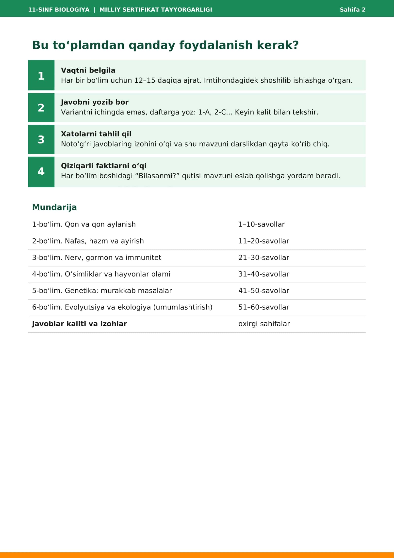11-SINF BIOLOGIYA | MILLIY SERTIFIKAT TAYYORGARLIGI 2