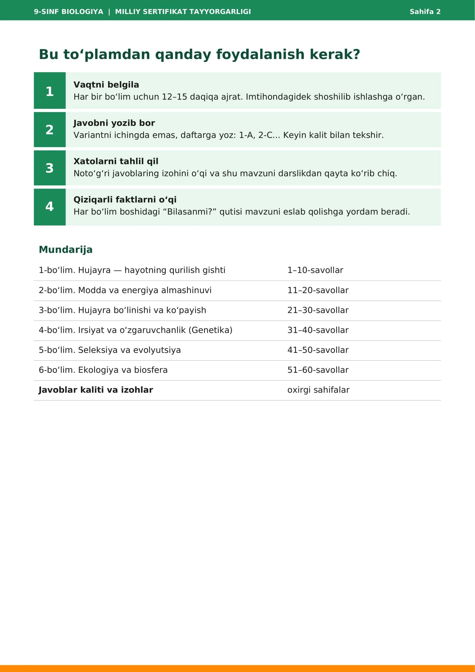 9-SINF BIOLOGIYA MILLIY SERTIFIKAT TAYYORGARLIGI 2