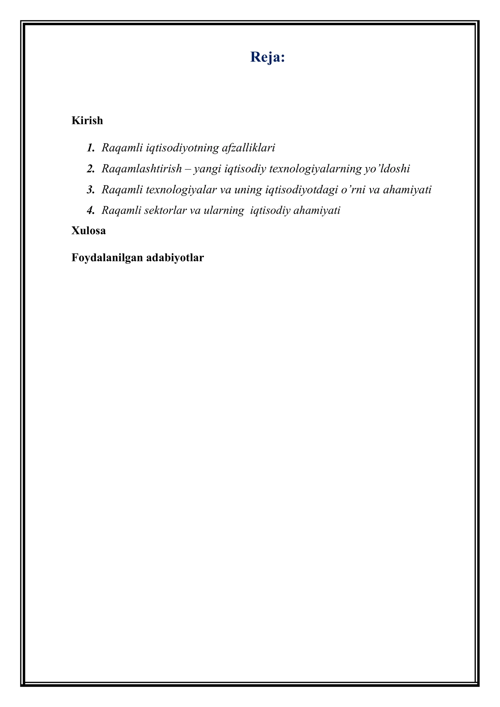 Raqamli texnologiyalar va ularning zamonaviy iqtisodiyotdagi roli 2