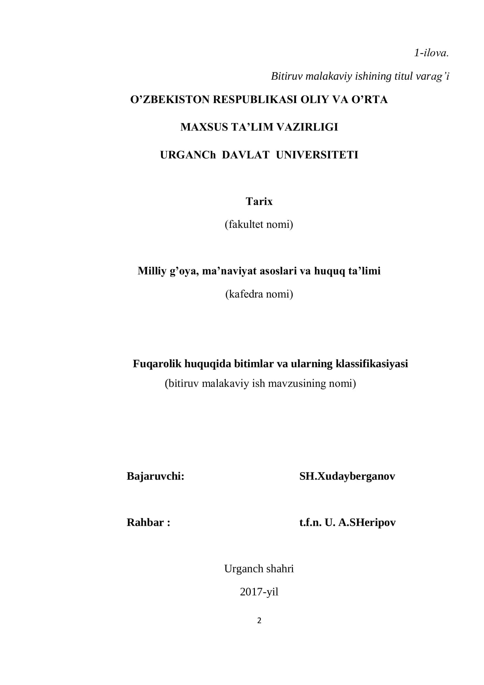 Fuqarolik huquqida bitimlar va ularning klassifikasiyasi 2