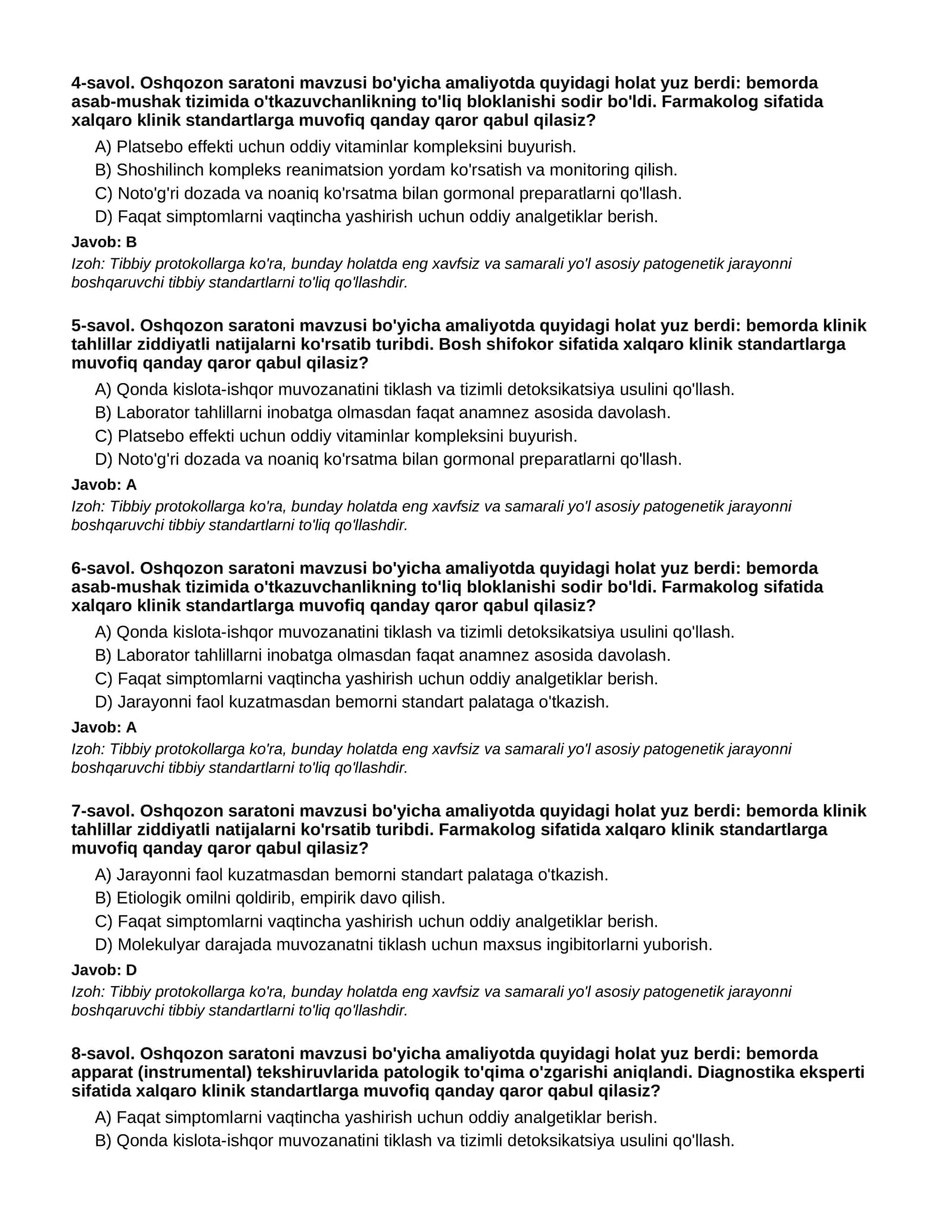 OSHQOZON SARATONI - 1-QISM 2
