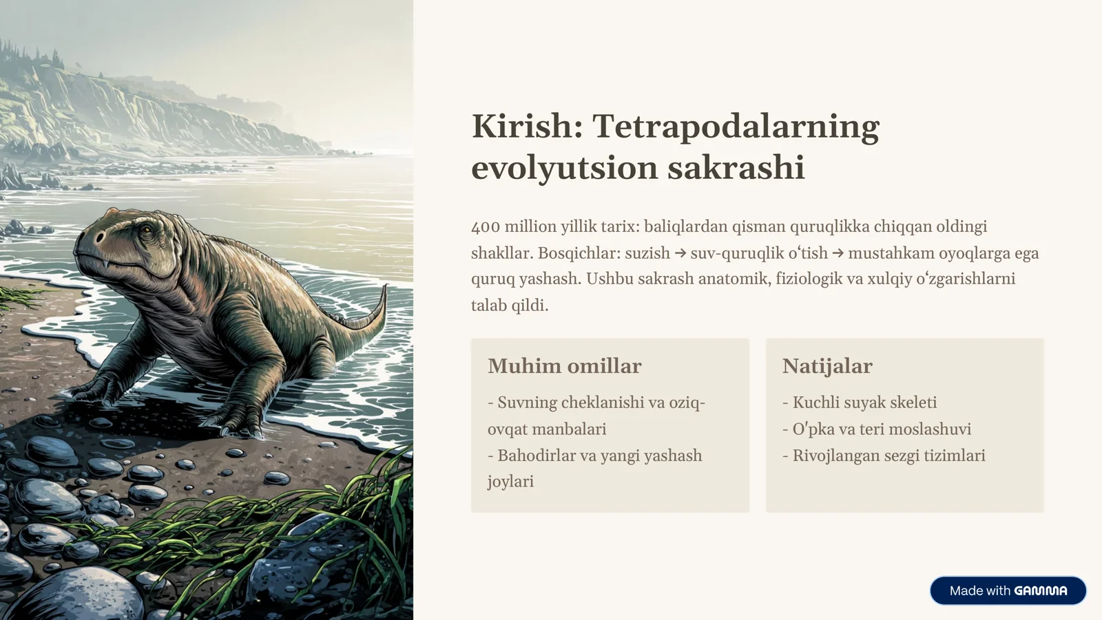 Tetrapoda katta sinfi: Quruqlikda yashash sirlari 2