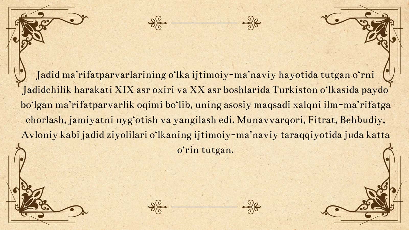 Jadid ma’rifatparvarlarining o‘lka ijtimoiy-ma’naviy hayotida tutgan o‘rni 2