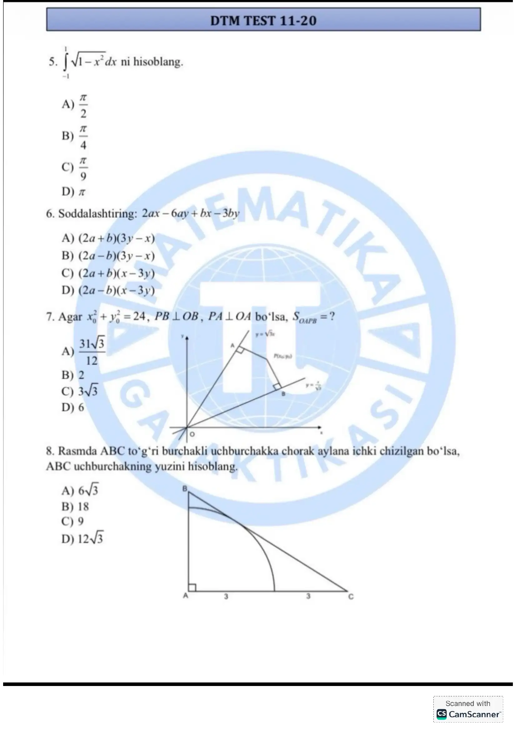 DTM test savollari va ishlanishlari 2