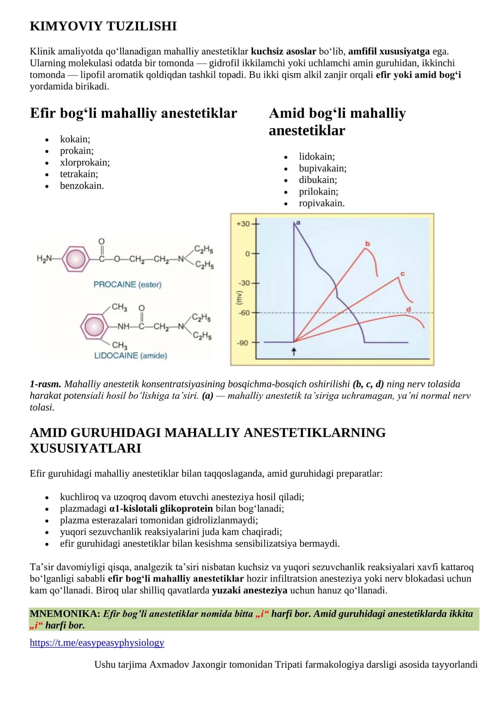 MAHALLIY ANESTETIKLAR 2