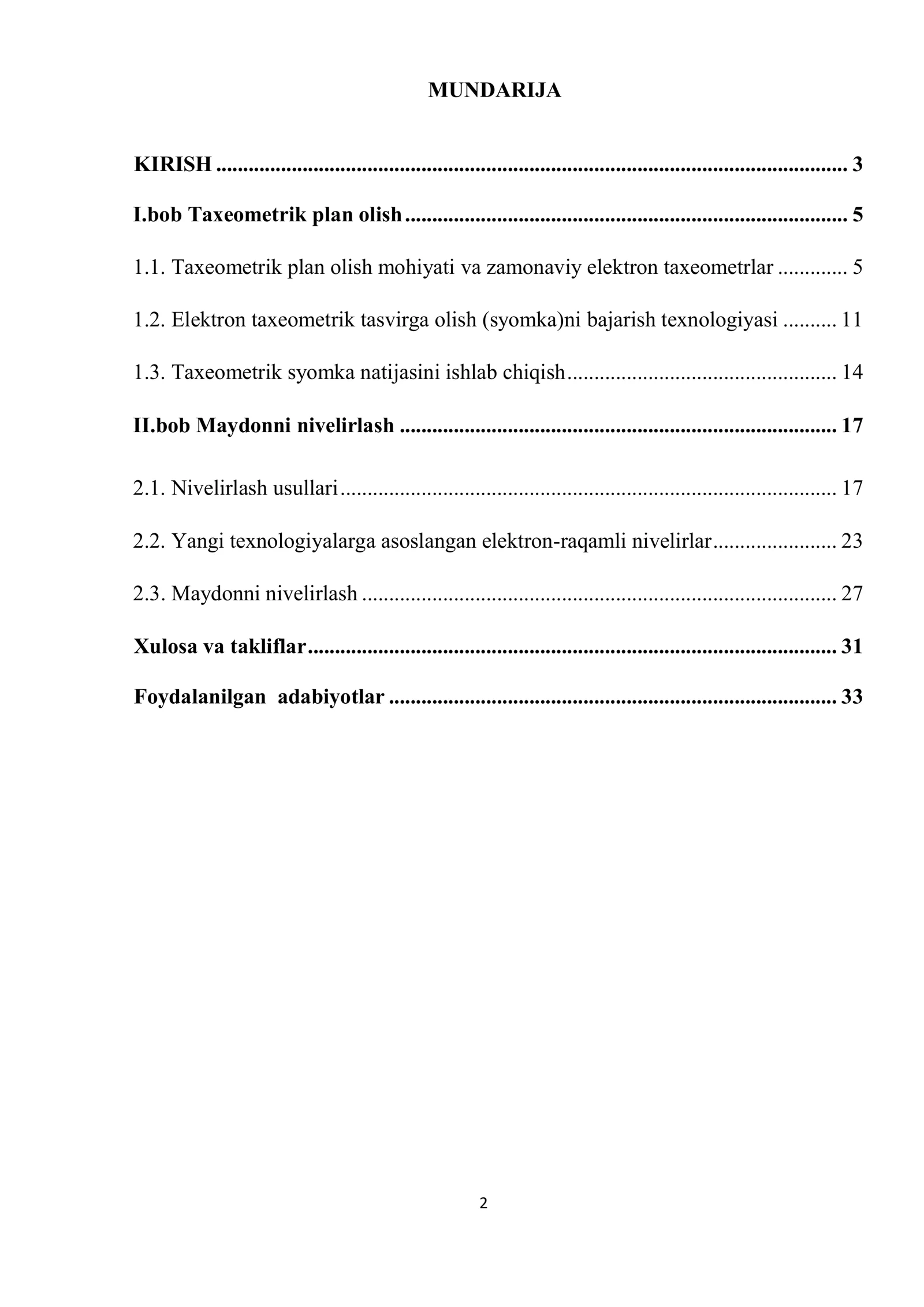 Taxeometrik plan olish. Maydonni nivelirlash 2