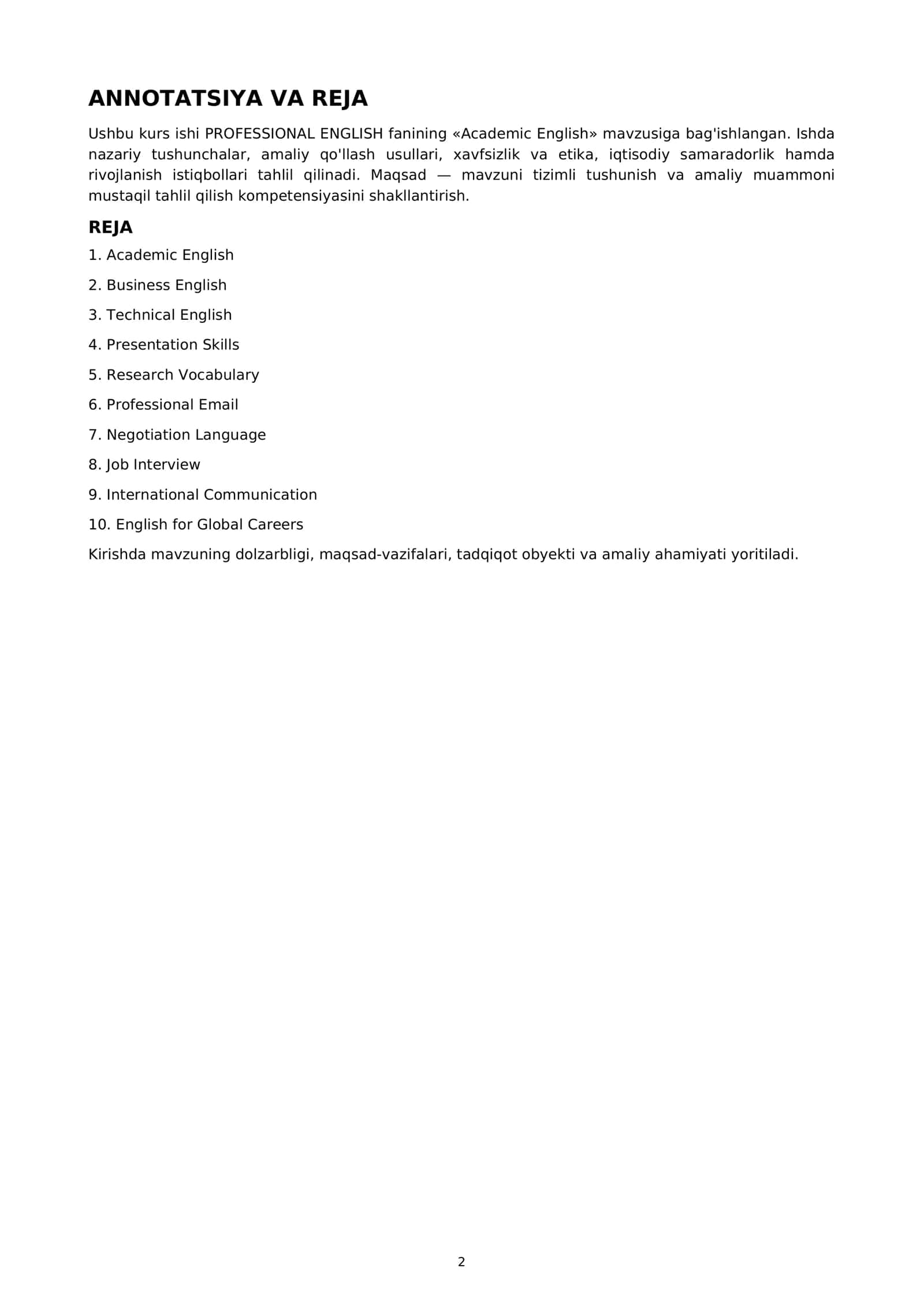 Academic English 2