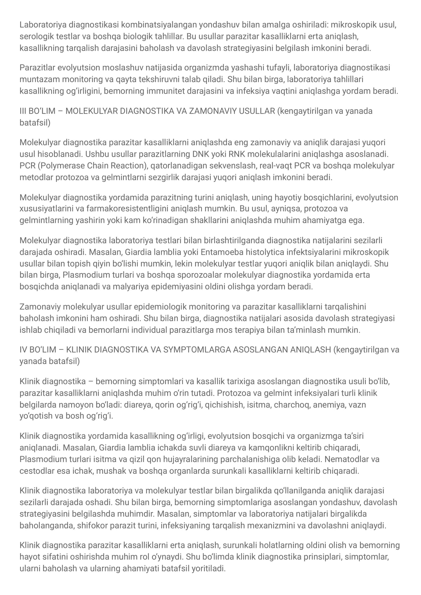 Parazitar kasalliklar tushunchasi va umumiy diagnostika prinsiplari 2