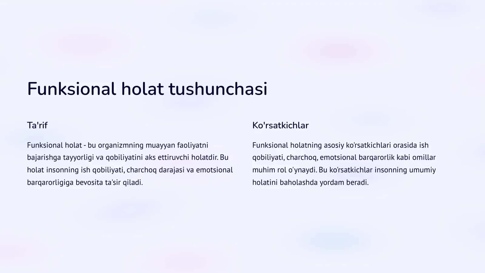 Shaxsning funksional holatini psixologik o'zini o'zi boshqarish 2