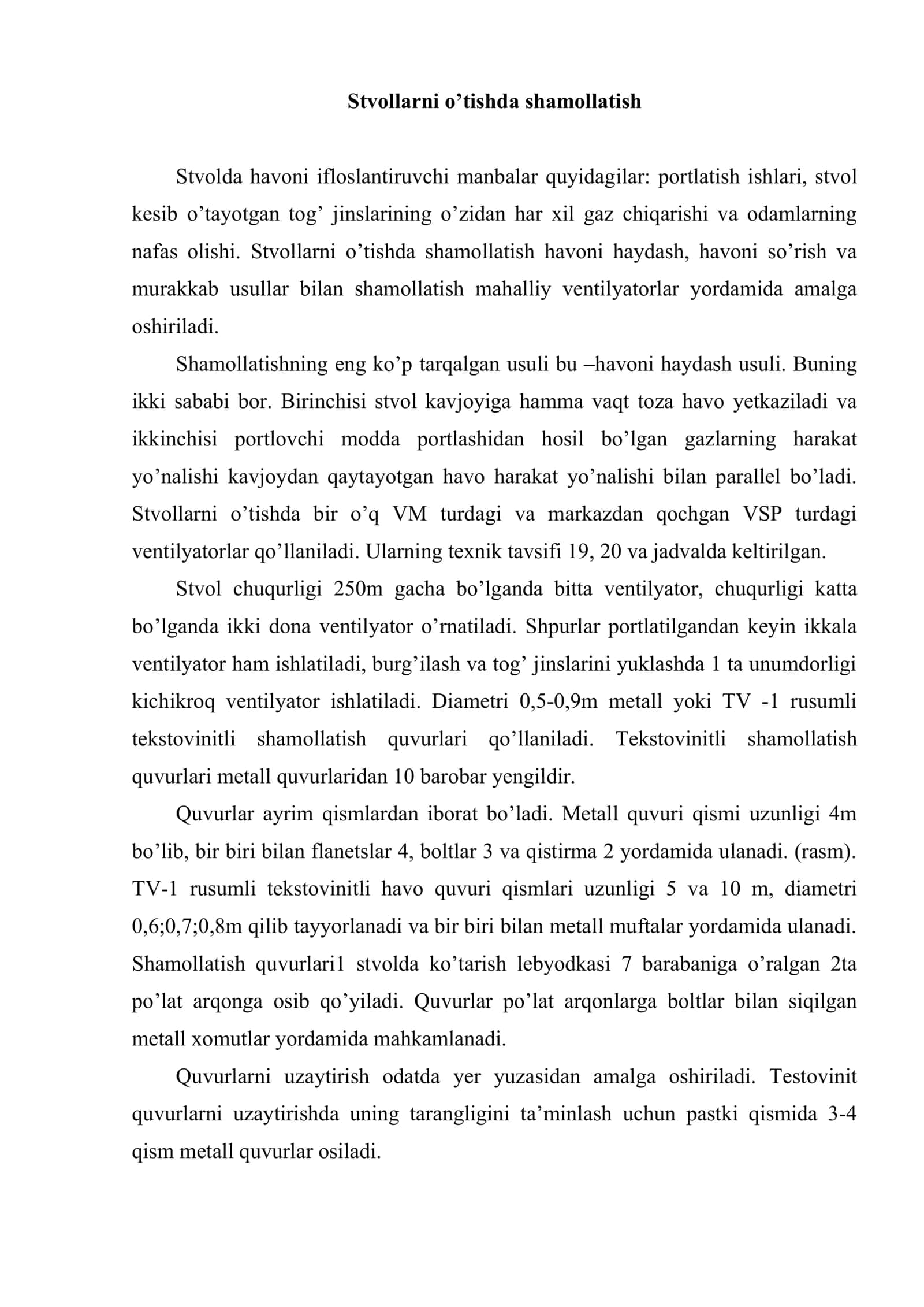 Vertikаl stvоlning kavjoyini shamollatish va xavfsiz holatga keltirish 2