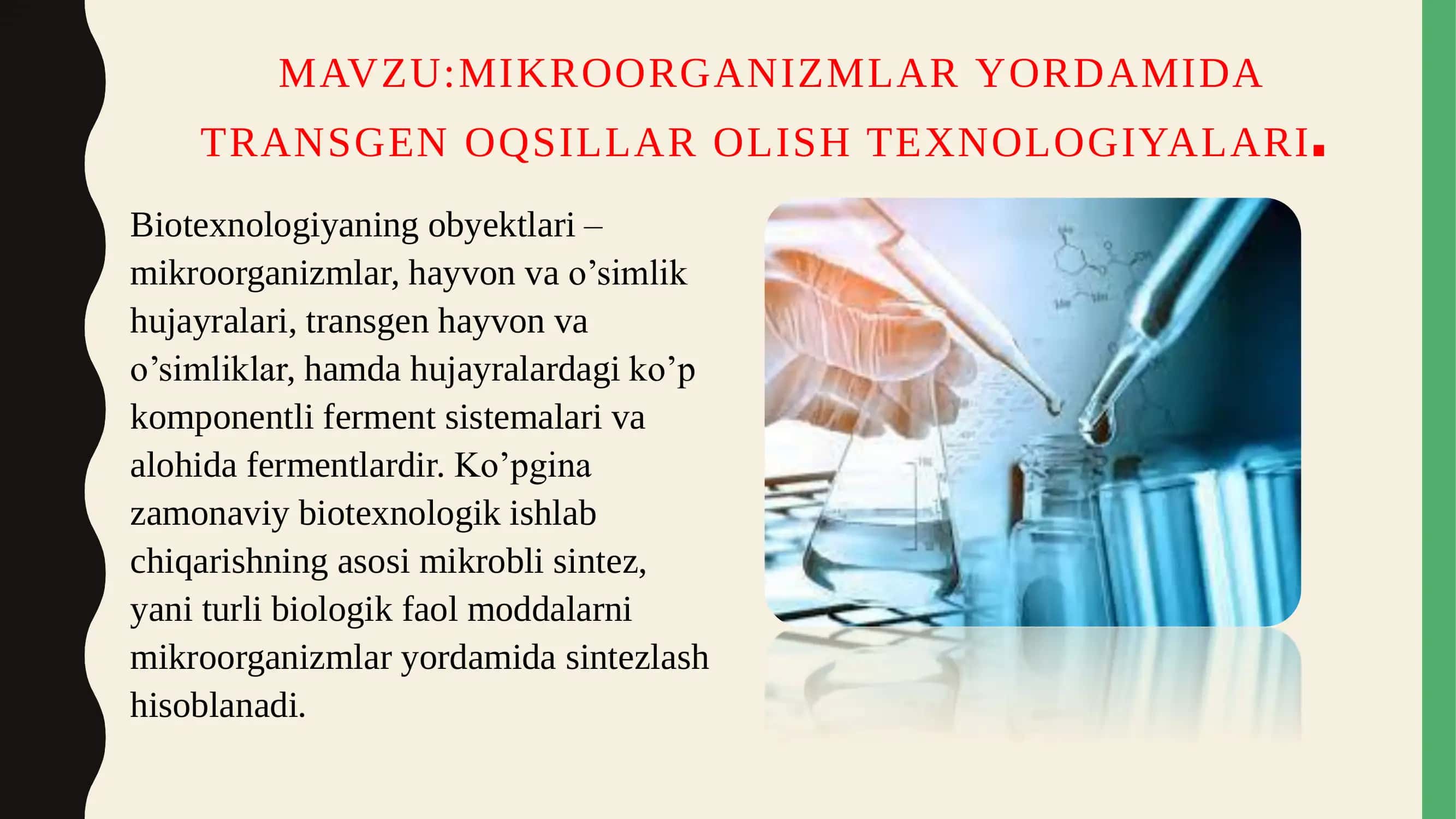 MIKROORGANIZMLAR YORDAMIDA TRANSGEN OQSILLAR OLISH TEXNOLOGIYALARI 2