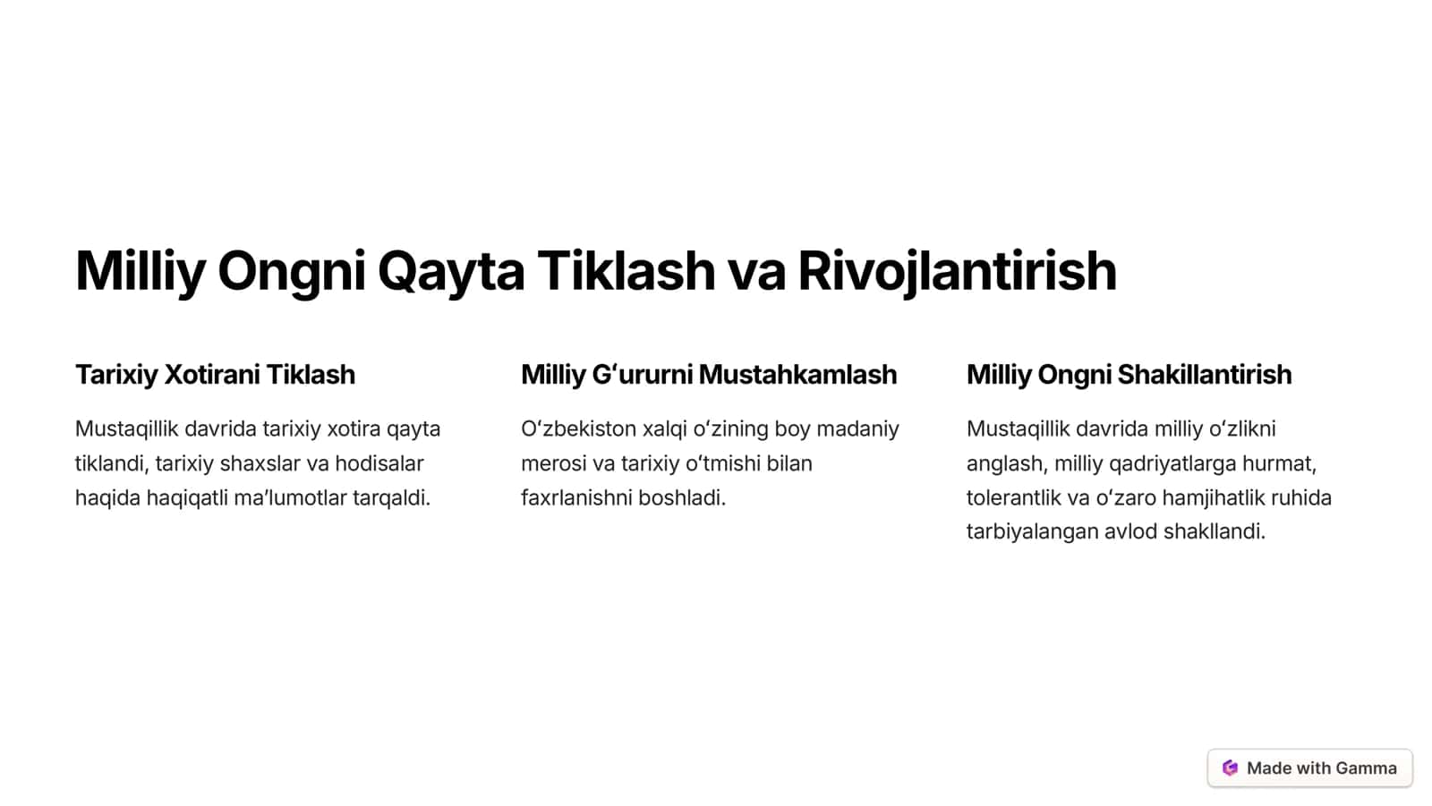 Mustaqillik Davrida Manaviy-Madaniy Taraqqiyot 2