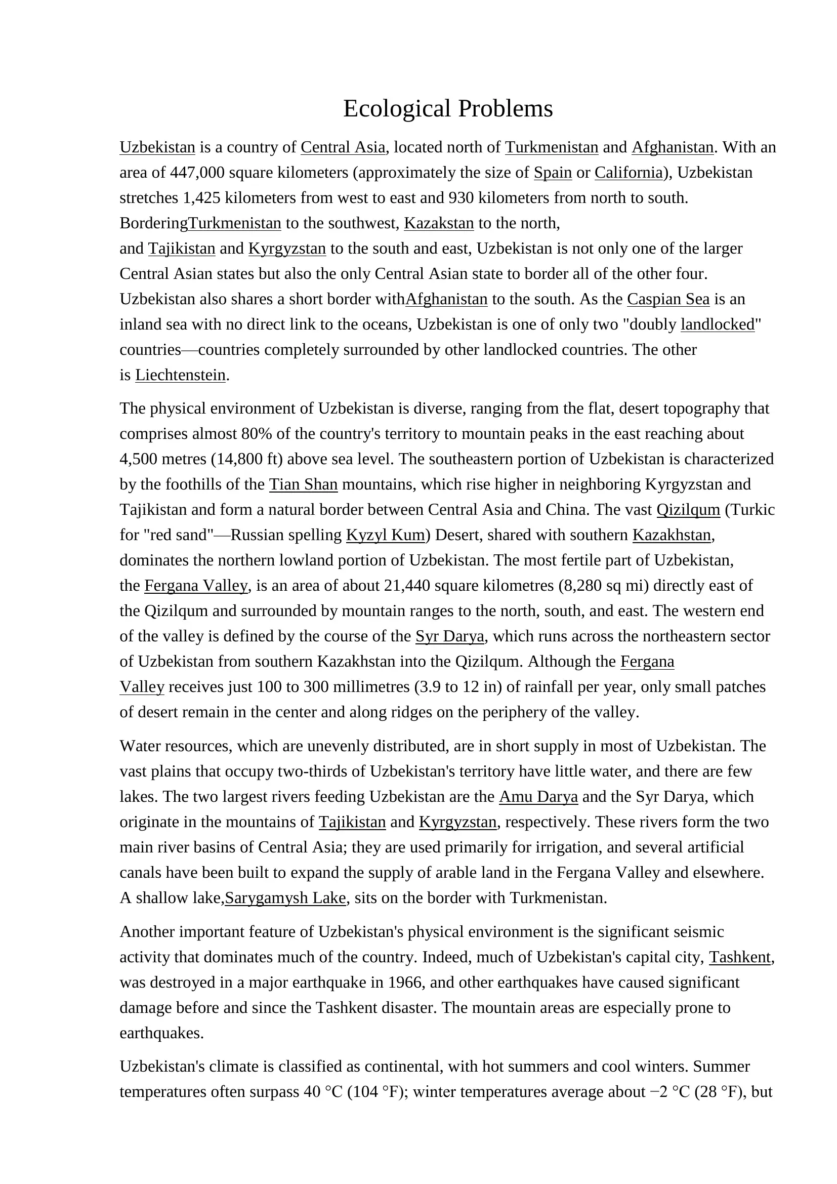 Ecological Problems in Uzbekistan 2