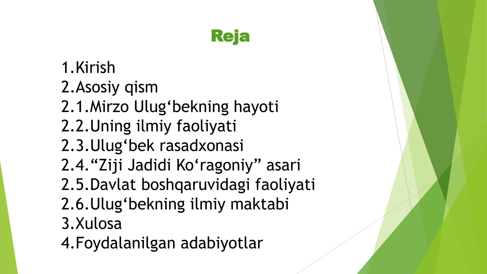 Mirzo Ulug'bek taqdimoti , O'zbekiston Tarixi 2
