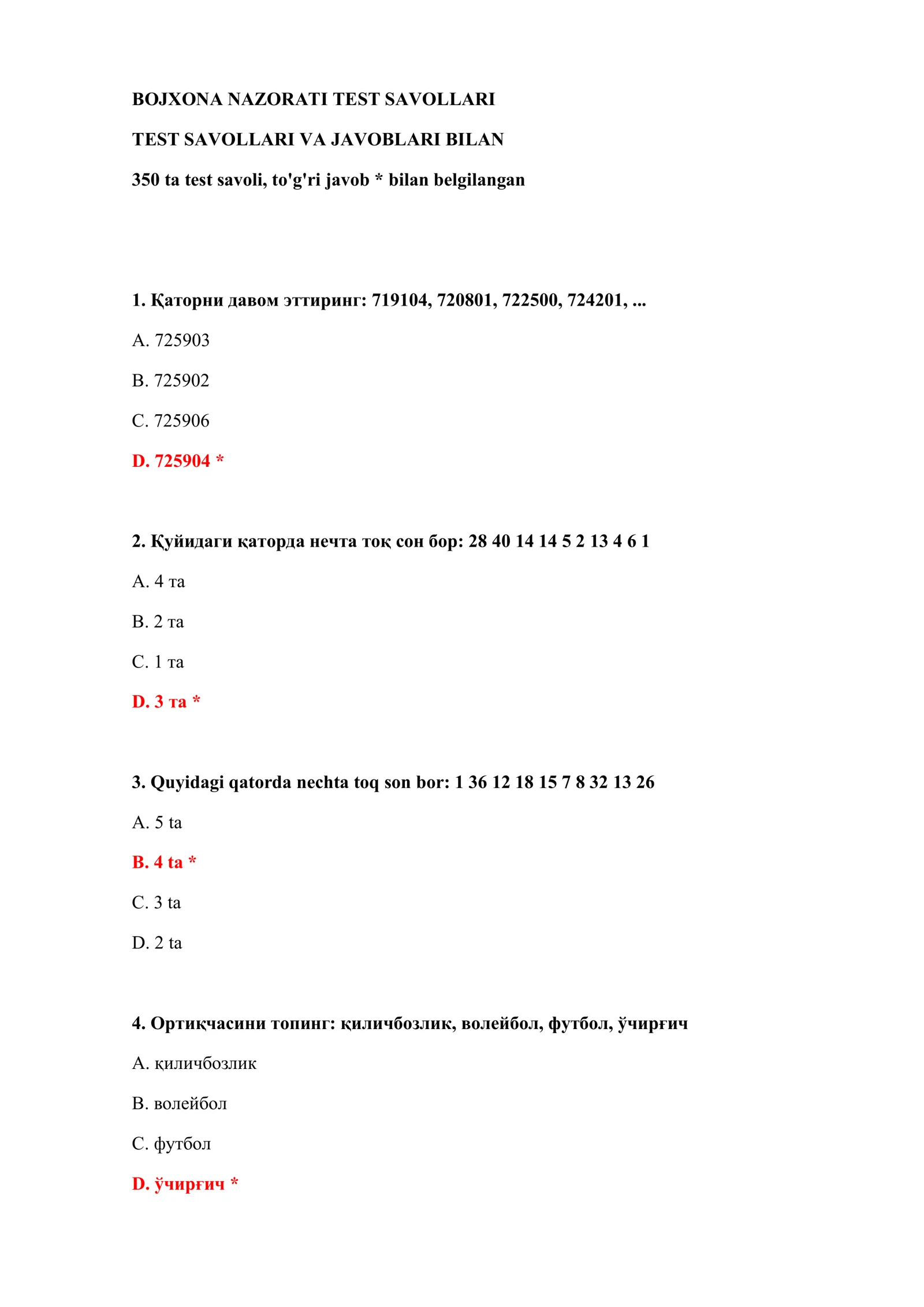 BOJXONA NAZORATI TEST SAVOLLARI 2