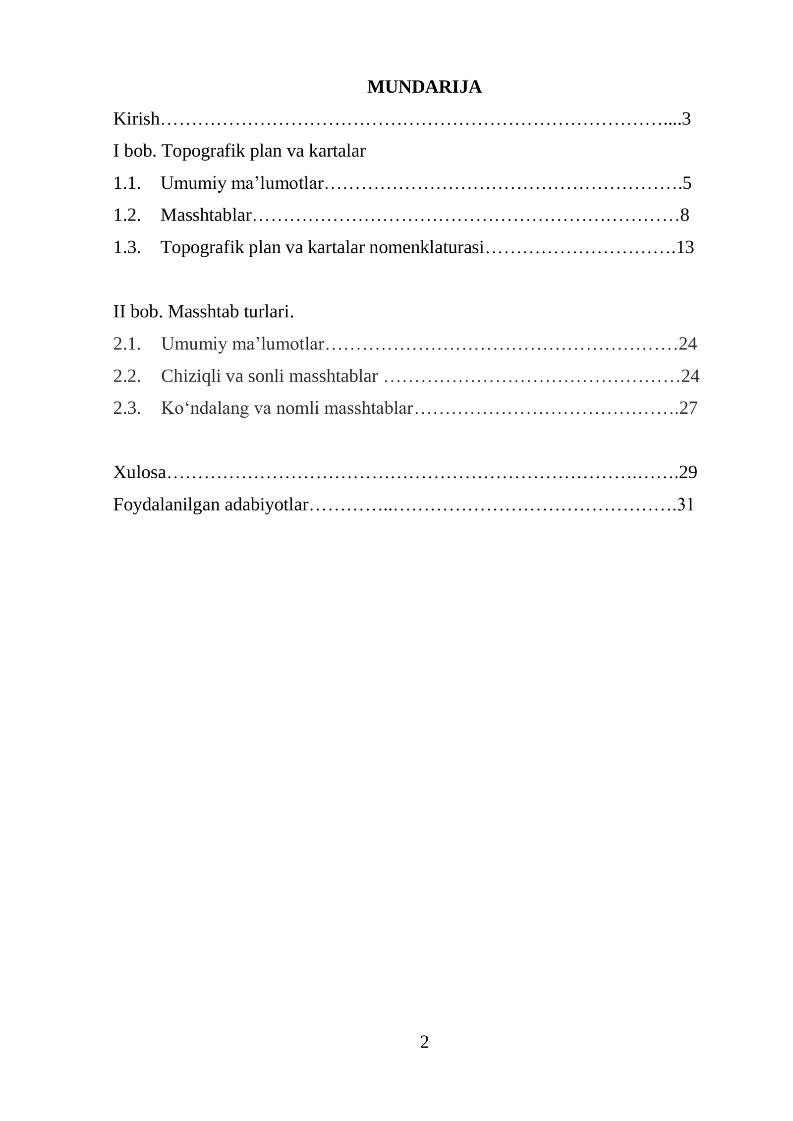 "GEODEZIYA" FANIDAN KURS ISHI 2