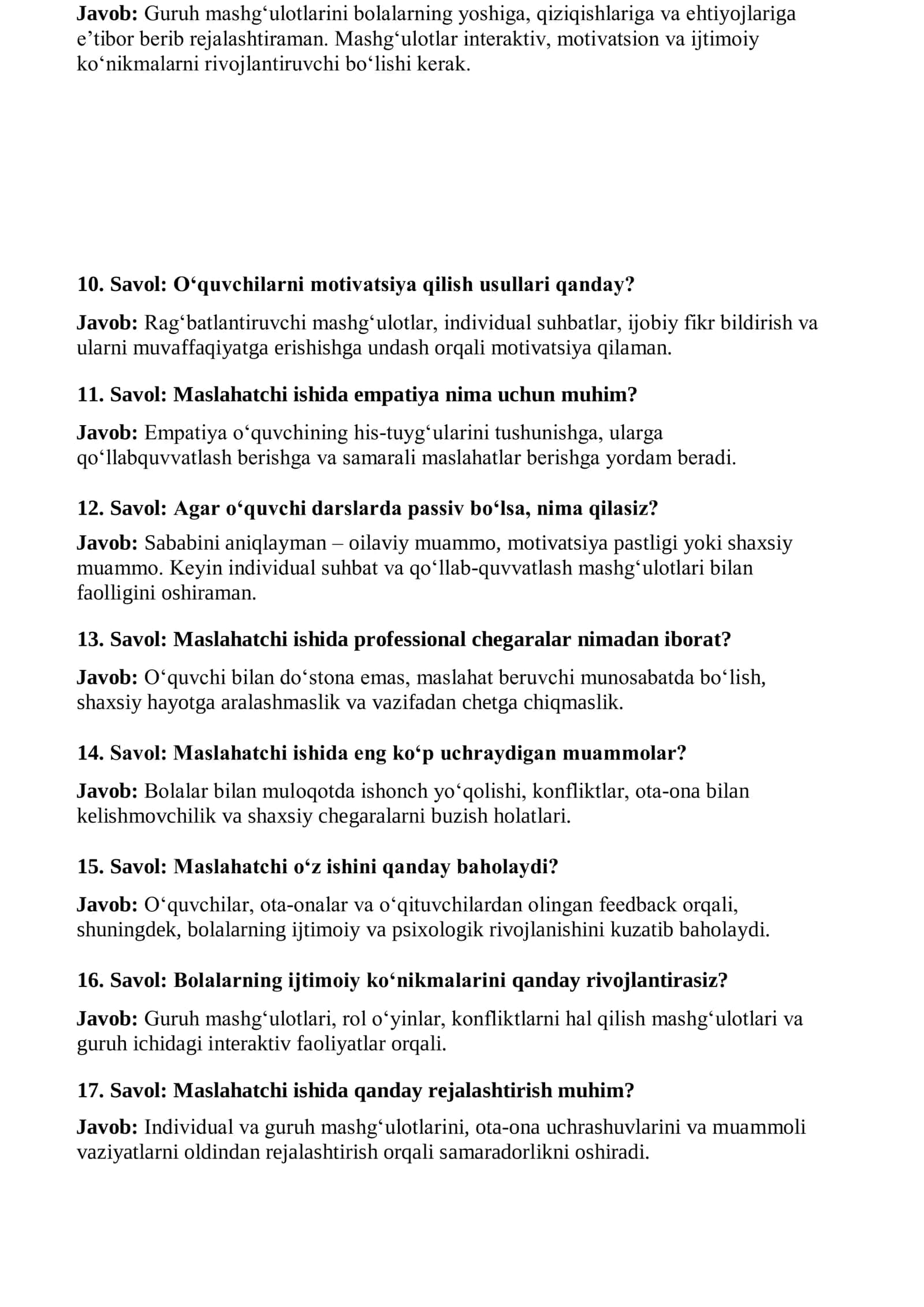 Kasbiy vazifalar va umumiy tushunchalar 2