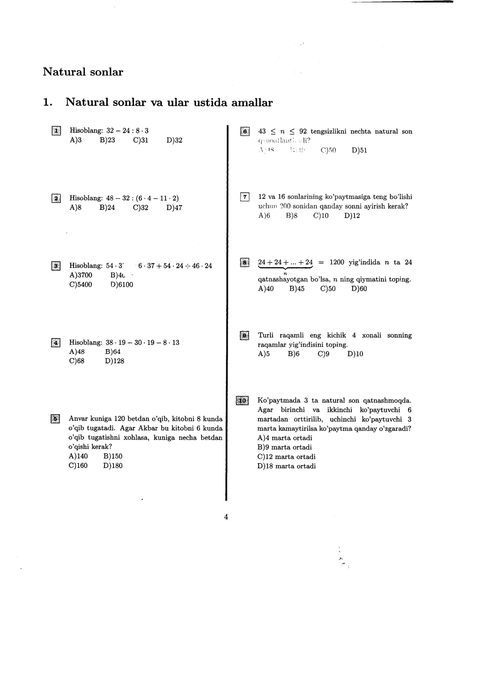 Matematika Mavzulashtirilgan 2