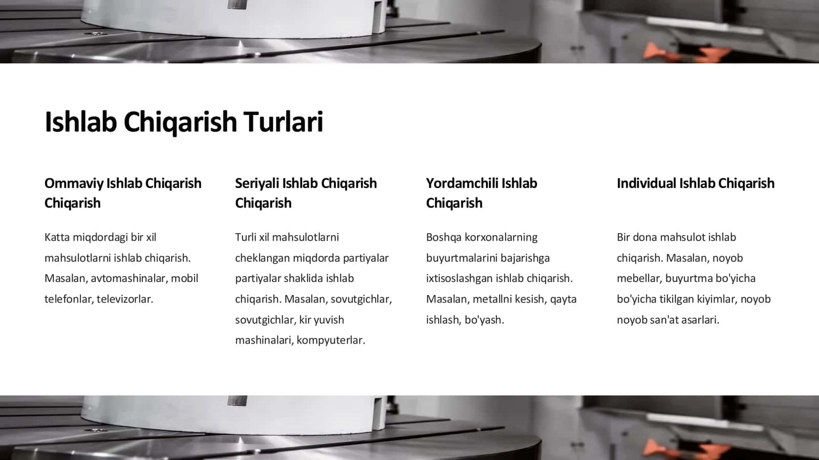 Mashinasozlikda Ishlab Chiqarish Turlari va Texnologik Jarayonlar 2