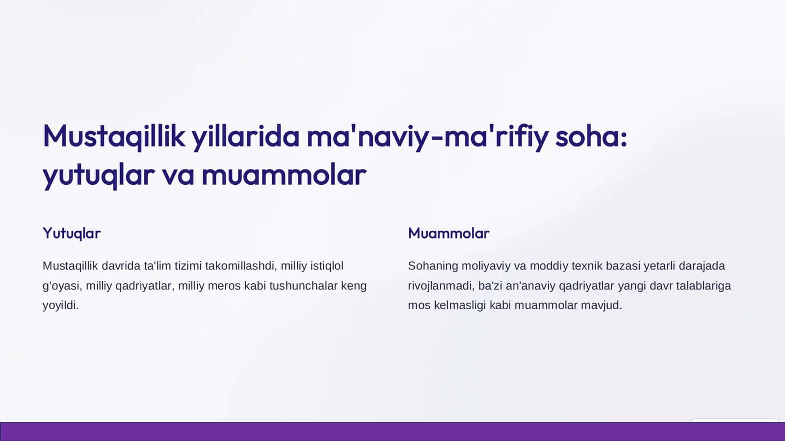 O'zbekistondagi ma'naviy va madaniy taraqqiyot 2