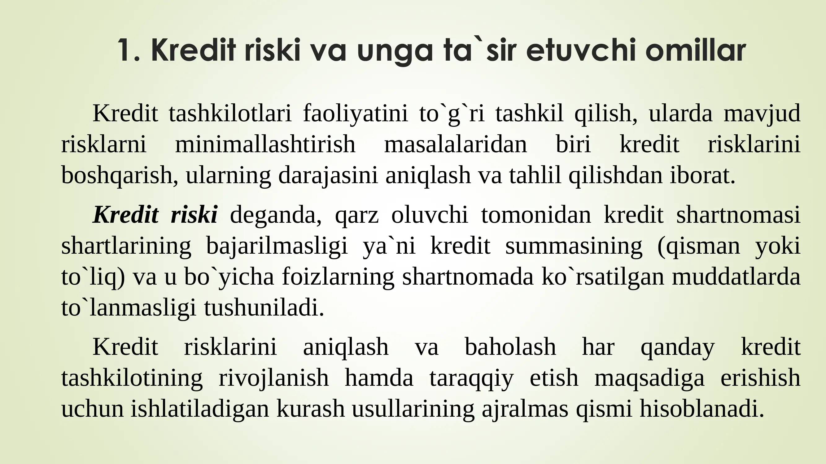Kredit Riski va Uning Menejerlari 2