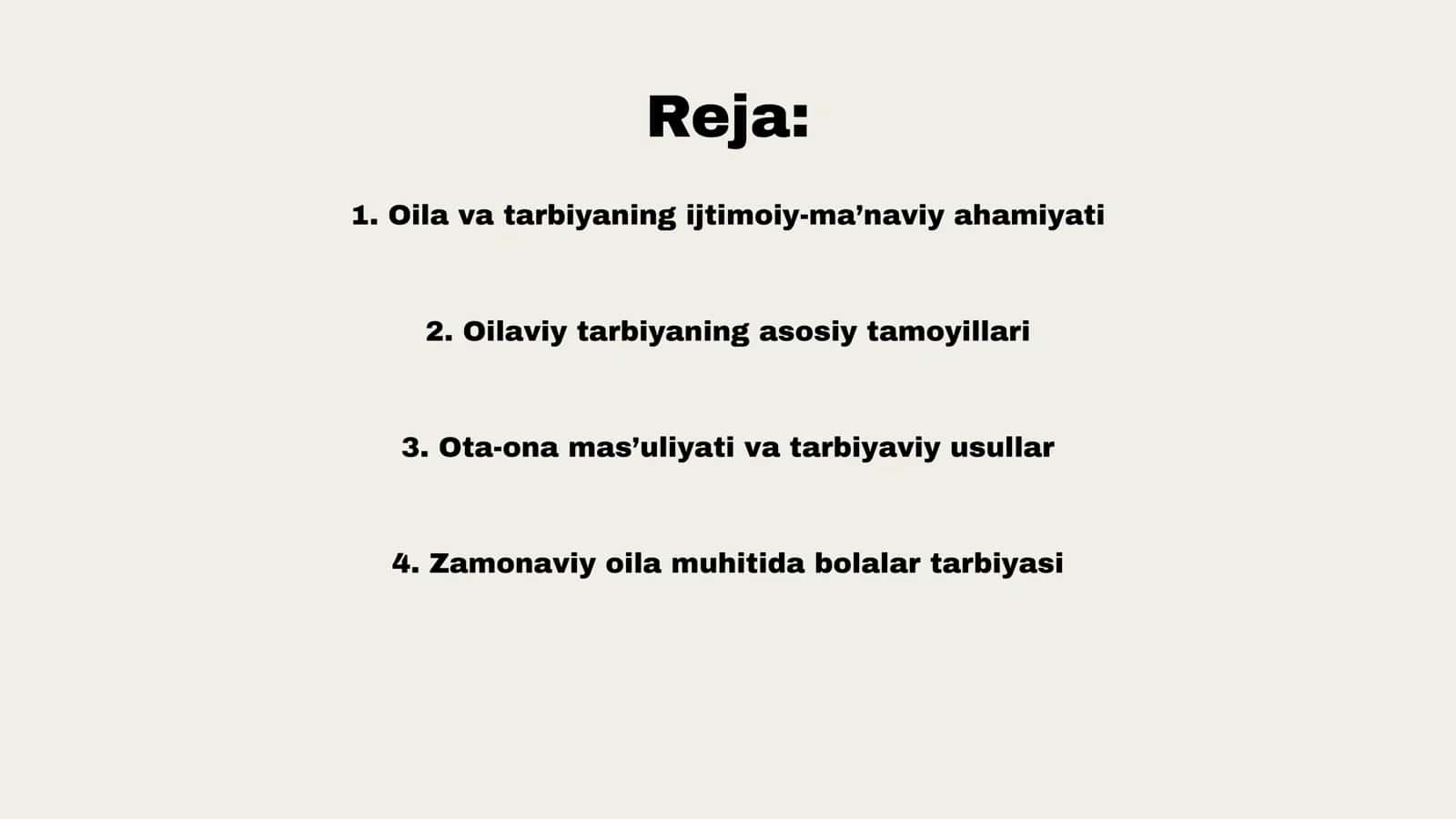 Oila tarbiyasi asoslari. 2