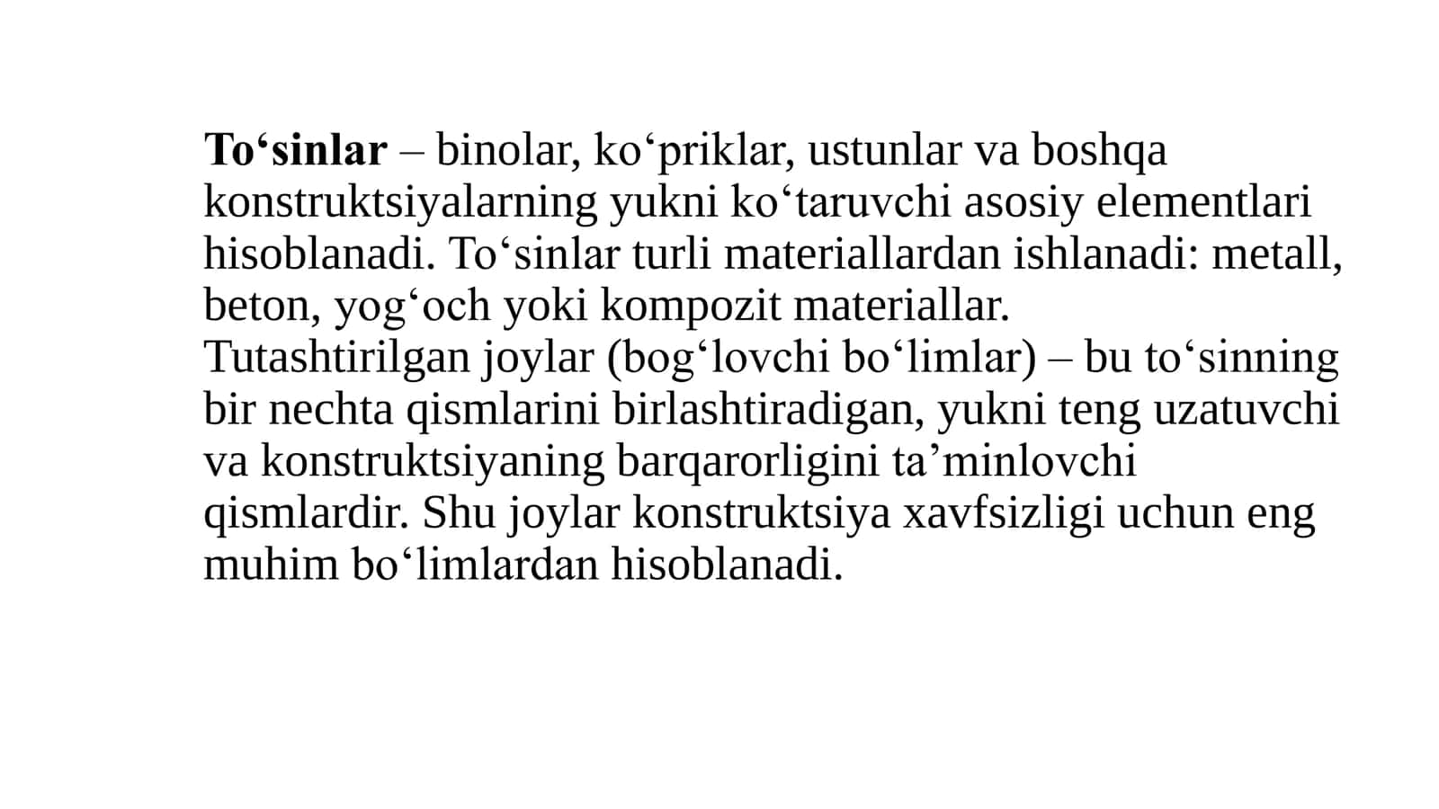 To‘sinlarning montaj qilib tutashtirilgan joylarini hisoblash 2