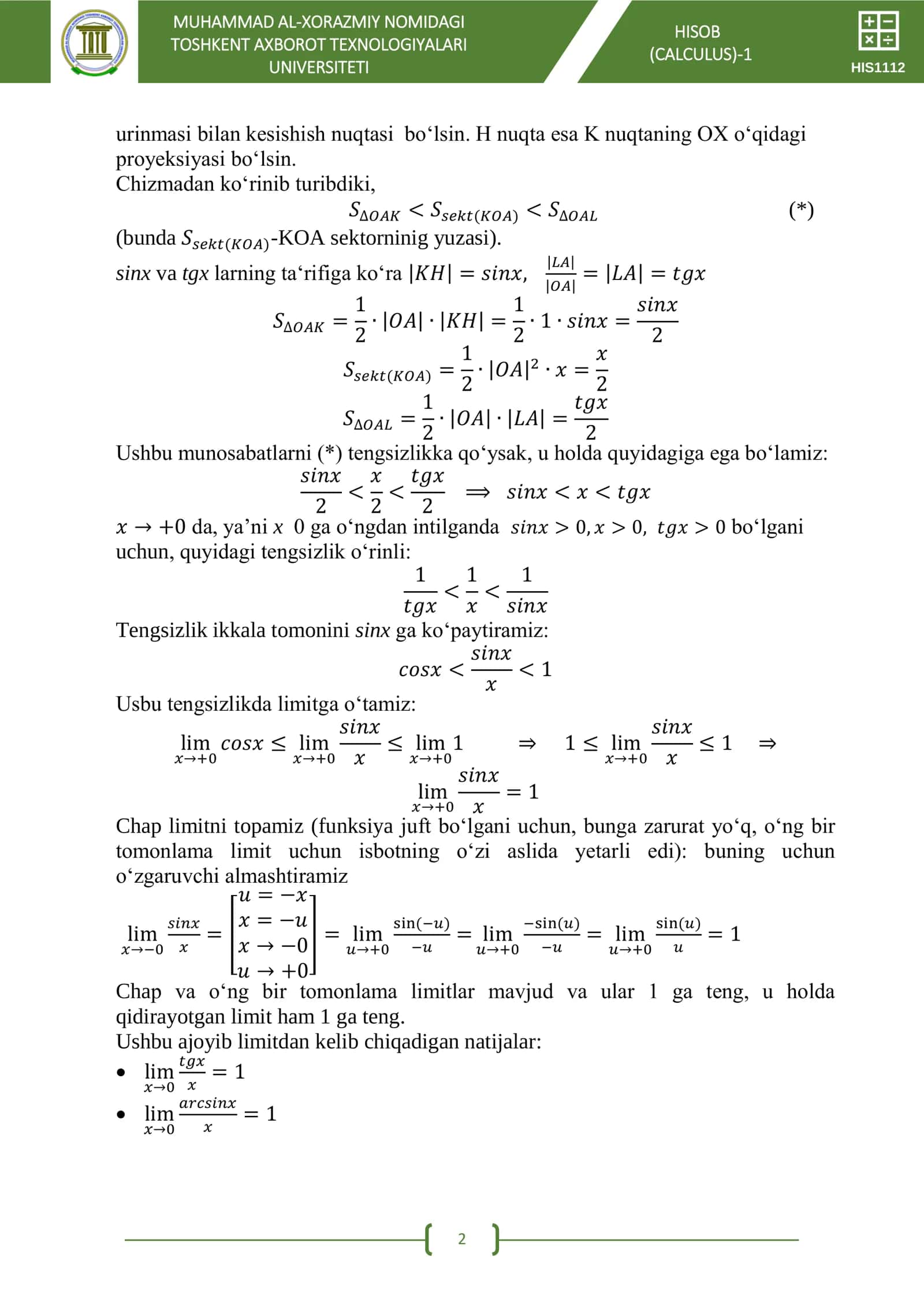 HISOB (CALCULUS)-1 2