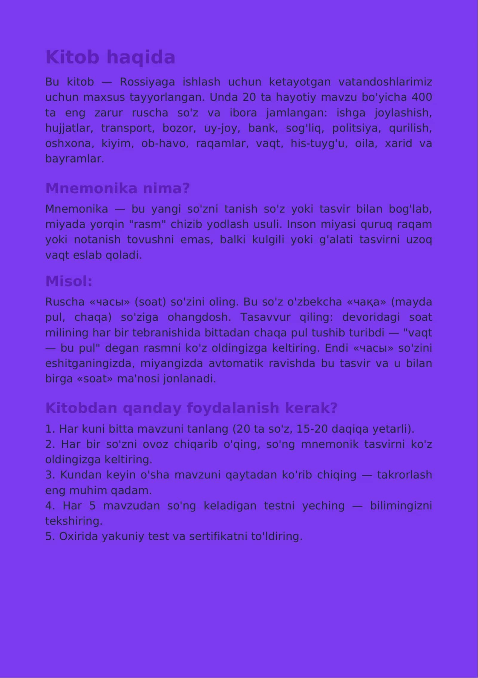 Rossiyaga ketadiganlar uchun kitobcha 2