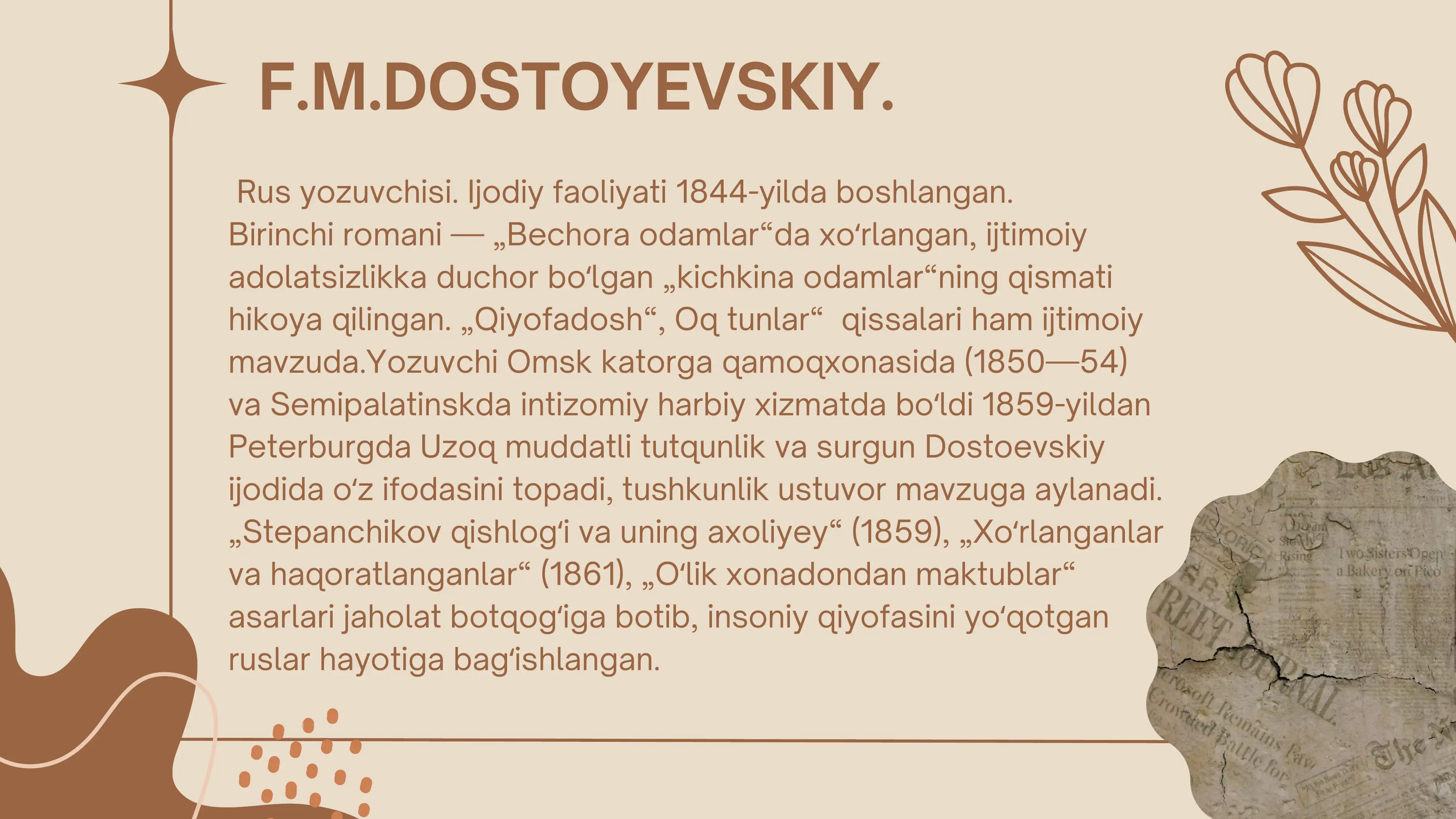 F.M. DOSTOYEVSKIY  OYDIN TUNLAR ROMANI. 2